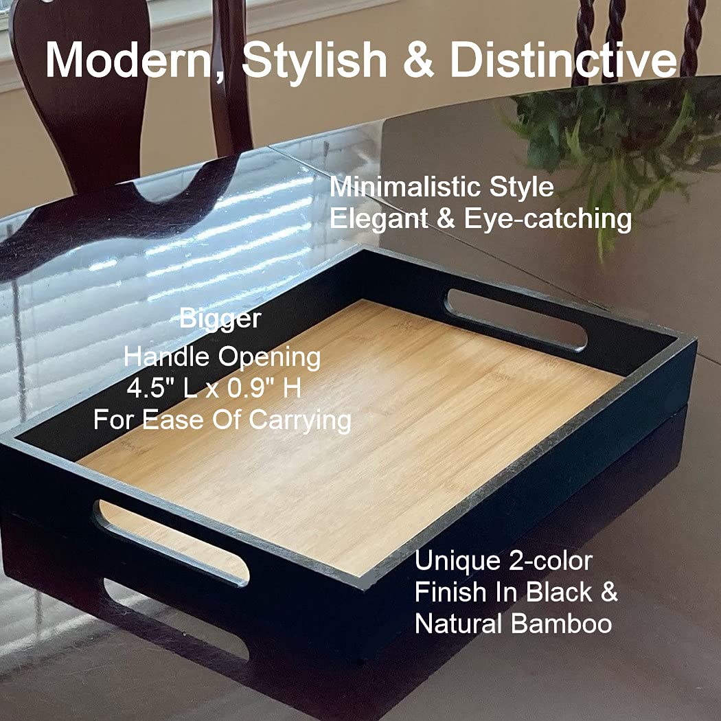 Bamboo Serving Tray with Handles - 16