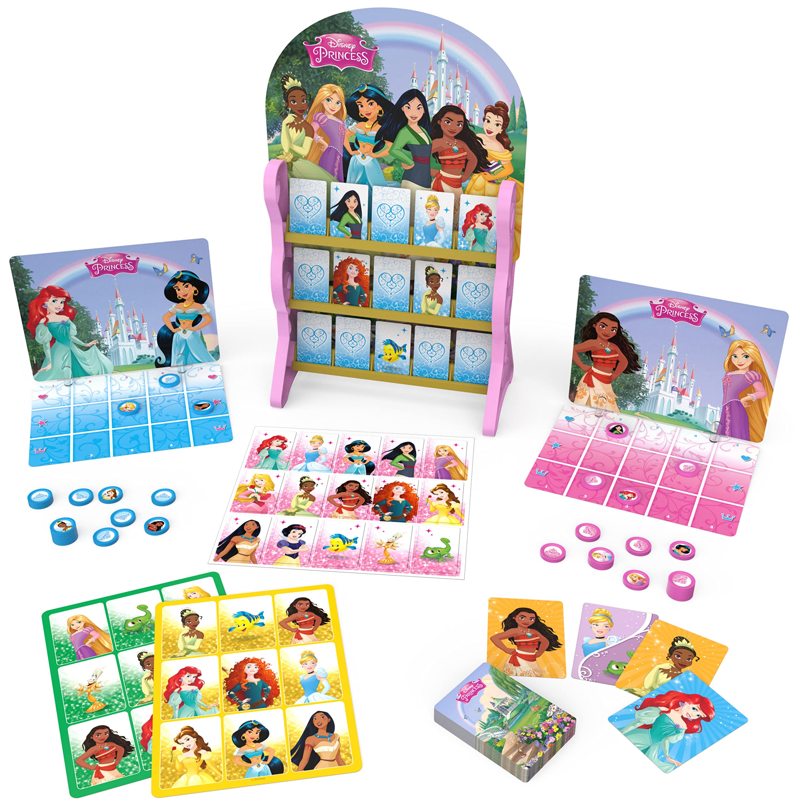 Disney Princess Board Games for Kids - Checkers, Tic Tac Toe, Bingo & Go Fish Card Games Set | Fun Learning Toys for Preschoolers Ages 4+ | Perfect for Family Game Night, Birthday Gifts & Classroom Activities