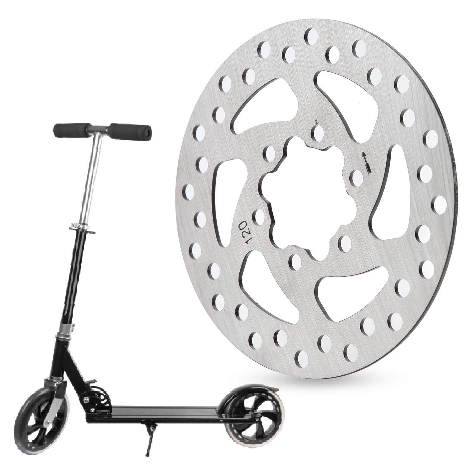 120mm Stainless Steel Electric Scooter Brake Disc - Replacement Rotor Pad for Skateboards & E-Scooters (34mm Inner Diameter) - Durable Braking Solution for Commuting & Urban Riding