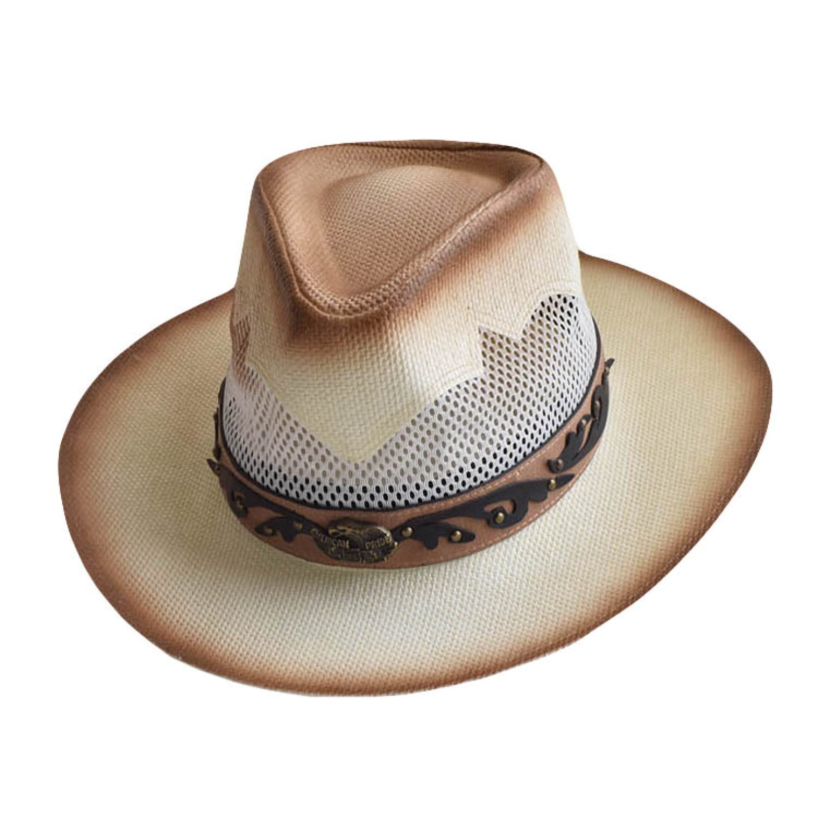 Handmade Straw Western Cowboy Hat with Flower Embroidery - Summer Sun Hat for Women, Beach Travel Hat, Seaside Vacation Accessory - Perfect for Outdoor Activities, Music Festivals, and Tropical Getaways