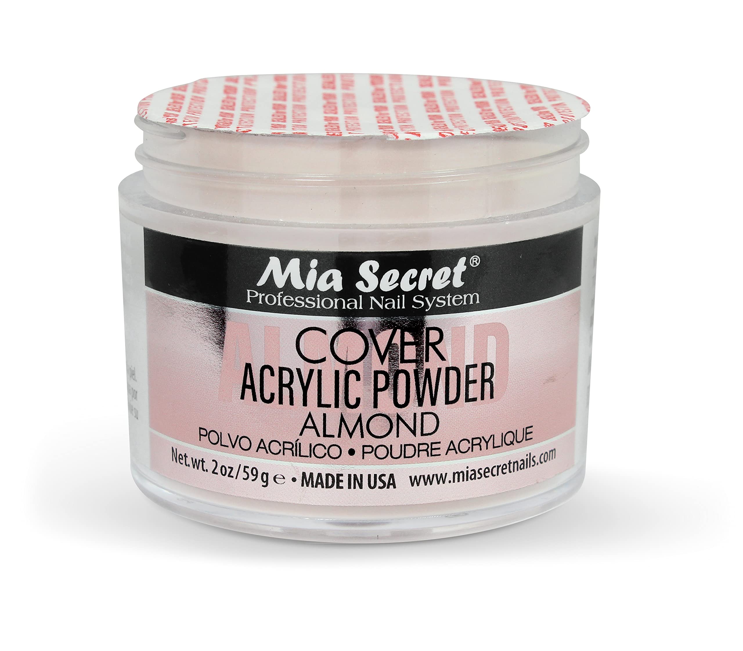 Mia Secret Acrylic Powder for Nails - 2oz Cover Almond Color - Professional Nail Extension & Manicure Kit - Perfect for Salon, Home DIY & Nail Art Designs