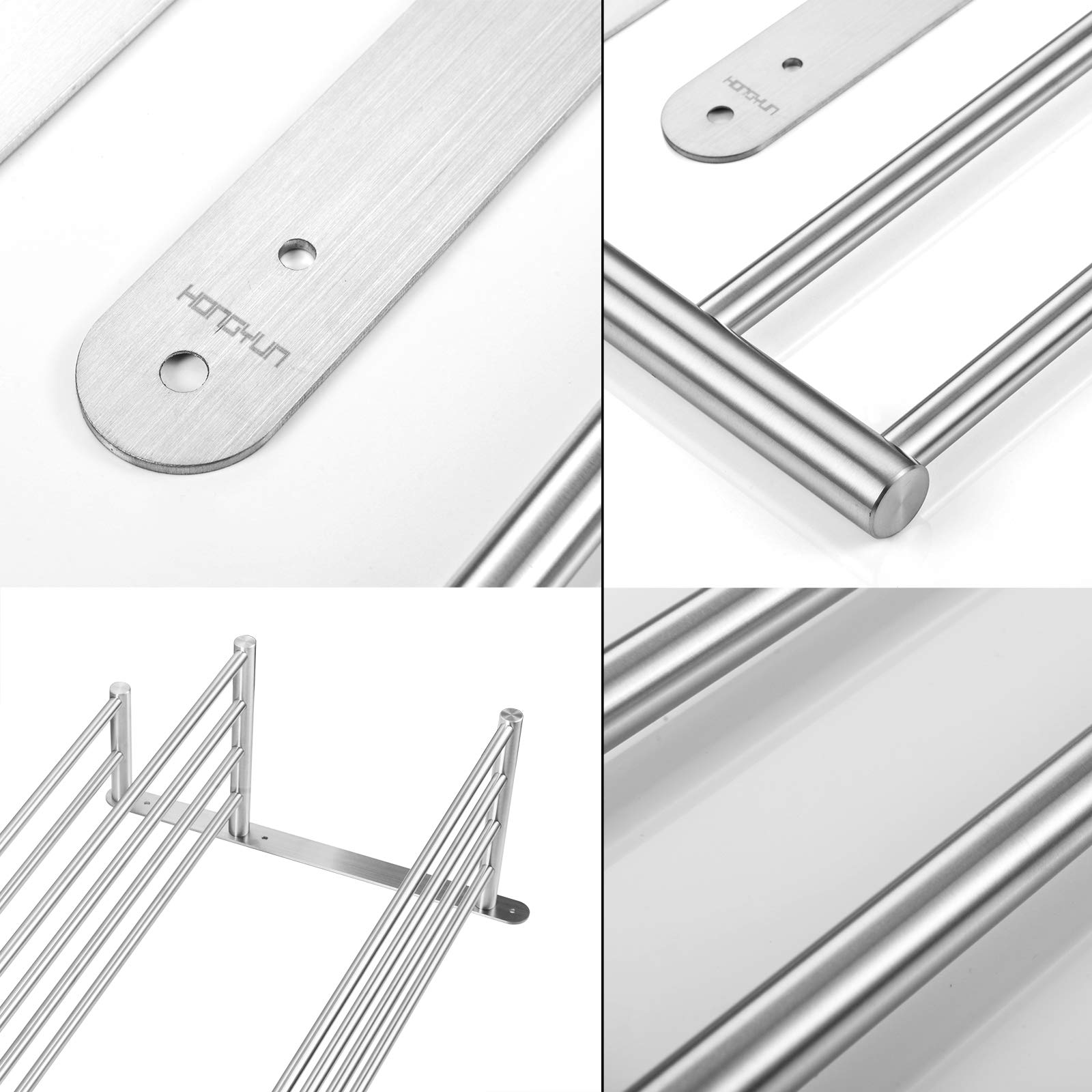 24-Inch 3-Tier Stainless Steel Bathroom Towel Rack - Wall Mounted Hotel Style Towel Bar with Shelves, Brushed Nickel Finish for Bathroom, Spa & Luxury Home Decor