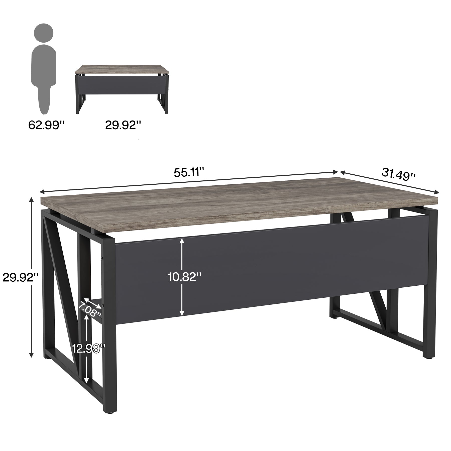 55/63 Inch Computer Desk with Storage Shelf - Sturdy Writing Table for Home Office, Gaming & Study - Perfect for Small Spaces & Workspaces