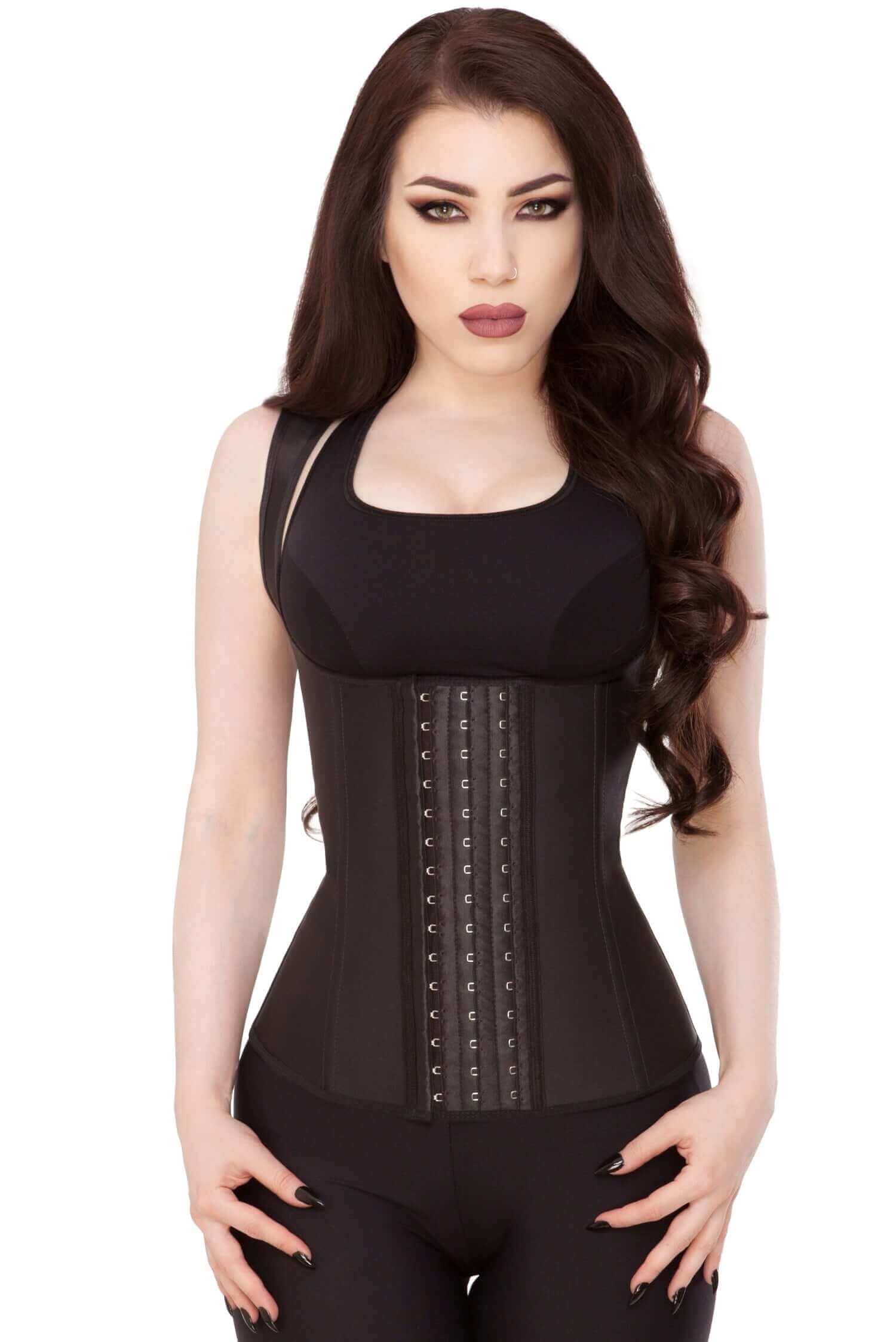 Playgirl Black Latex Waist Trainer Vest for Women - Slimming Corset for Workout & Waist Training - Perfect for Gym, Yoga & Shapewear