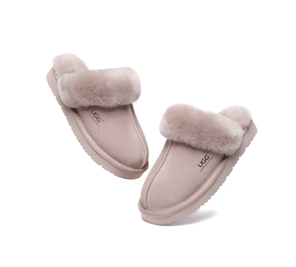 Premium Australian Shepherd UGG Slippers - Genuine Sheepskin Wool Indoor/Outdoor House Shoes for Women & Men - Cozy Winter Home & Travel Comfort