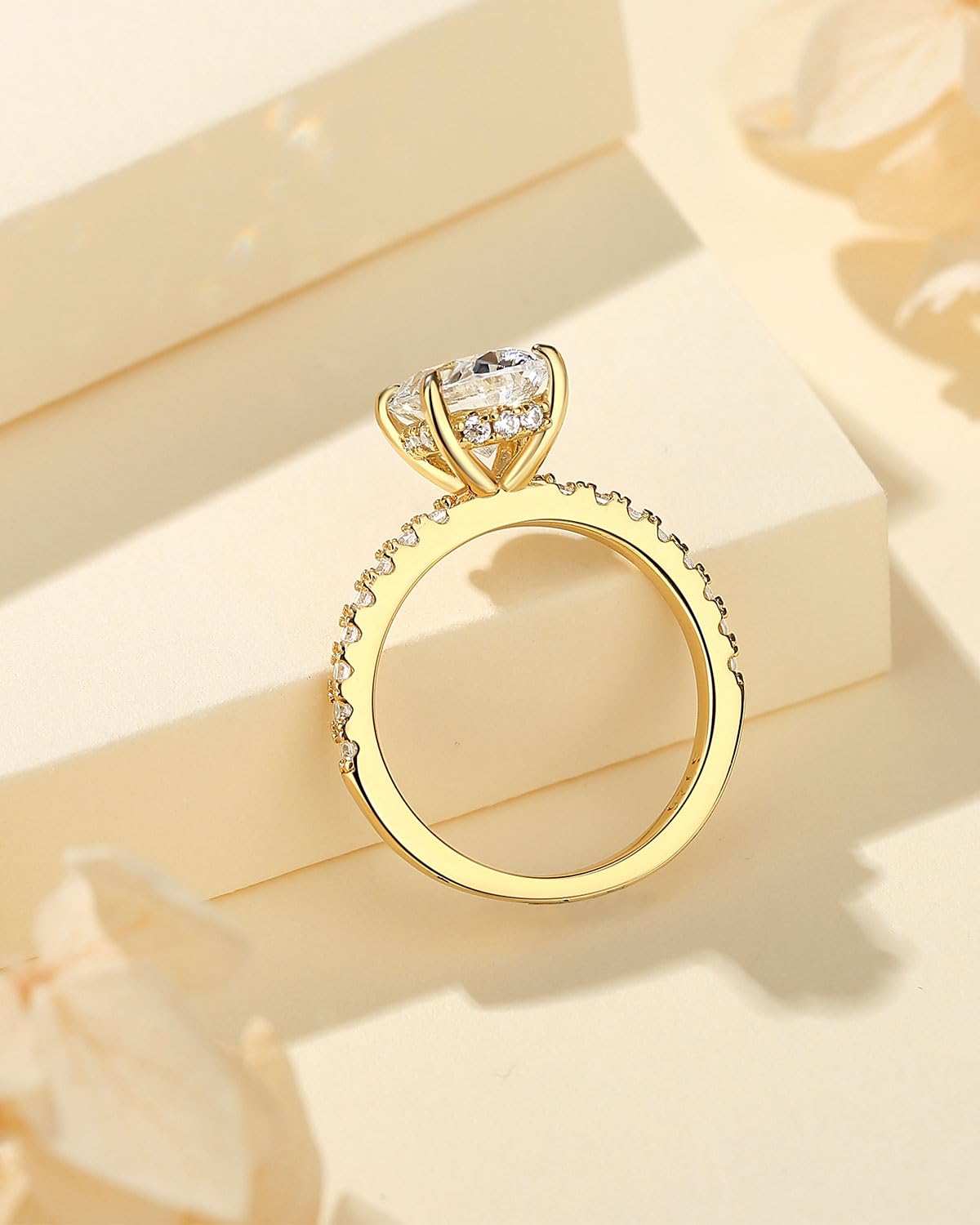 1.5/5.5CT Oval Cut Simulated Diamond Engagement Ring for Women - 925 Sterling Silver 18K Gold Plated Promise Ring - Perfect for Proposals, Anniversaries & Special Occasions