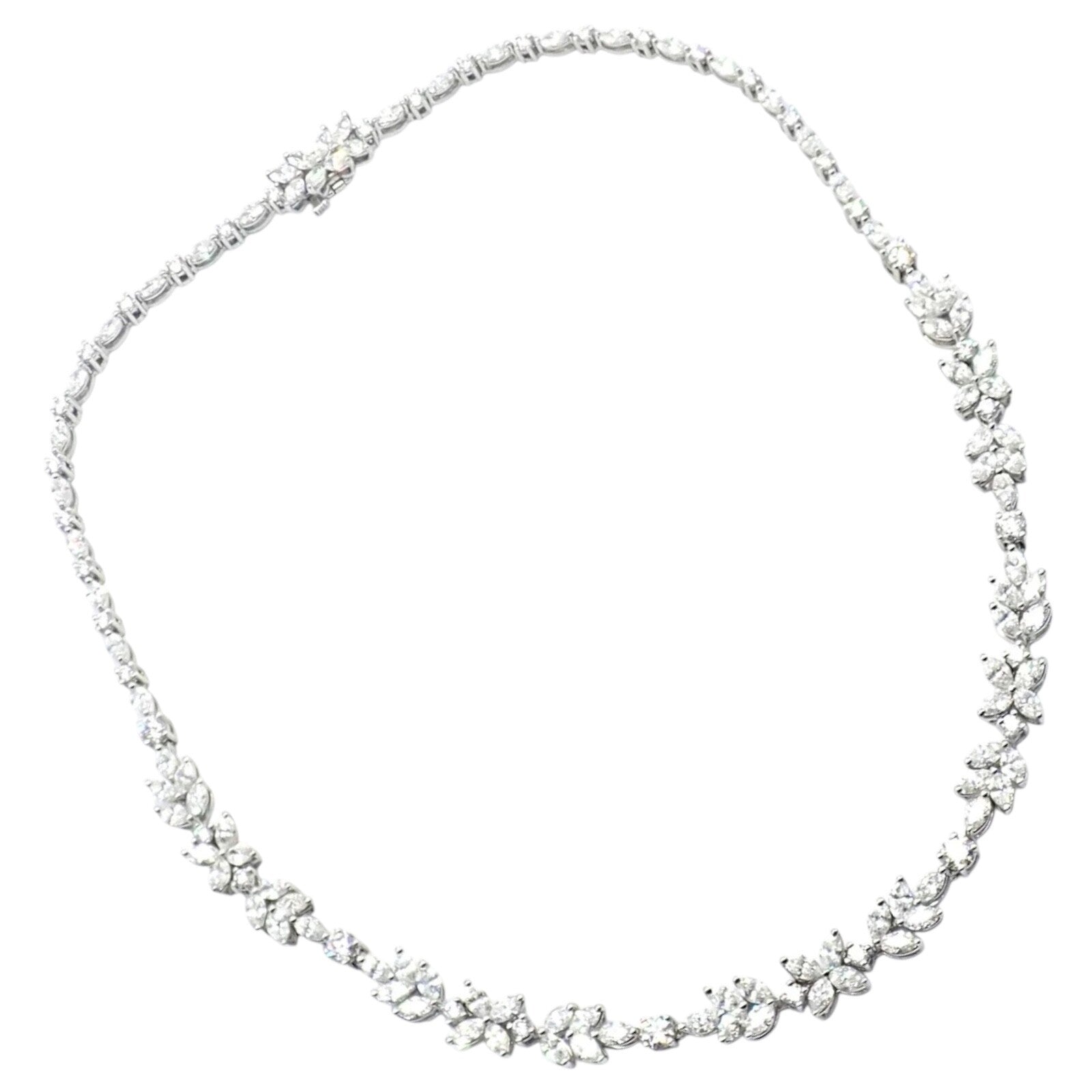 Tiffany & Co Victoria Platinum 15.92 Carat Diamond Mixed Cluster Necklace - Elegant Jewelry for Weddings, Anniversaries & Special Occasions