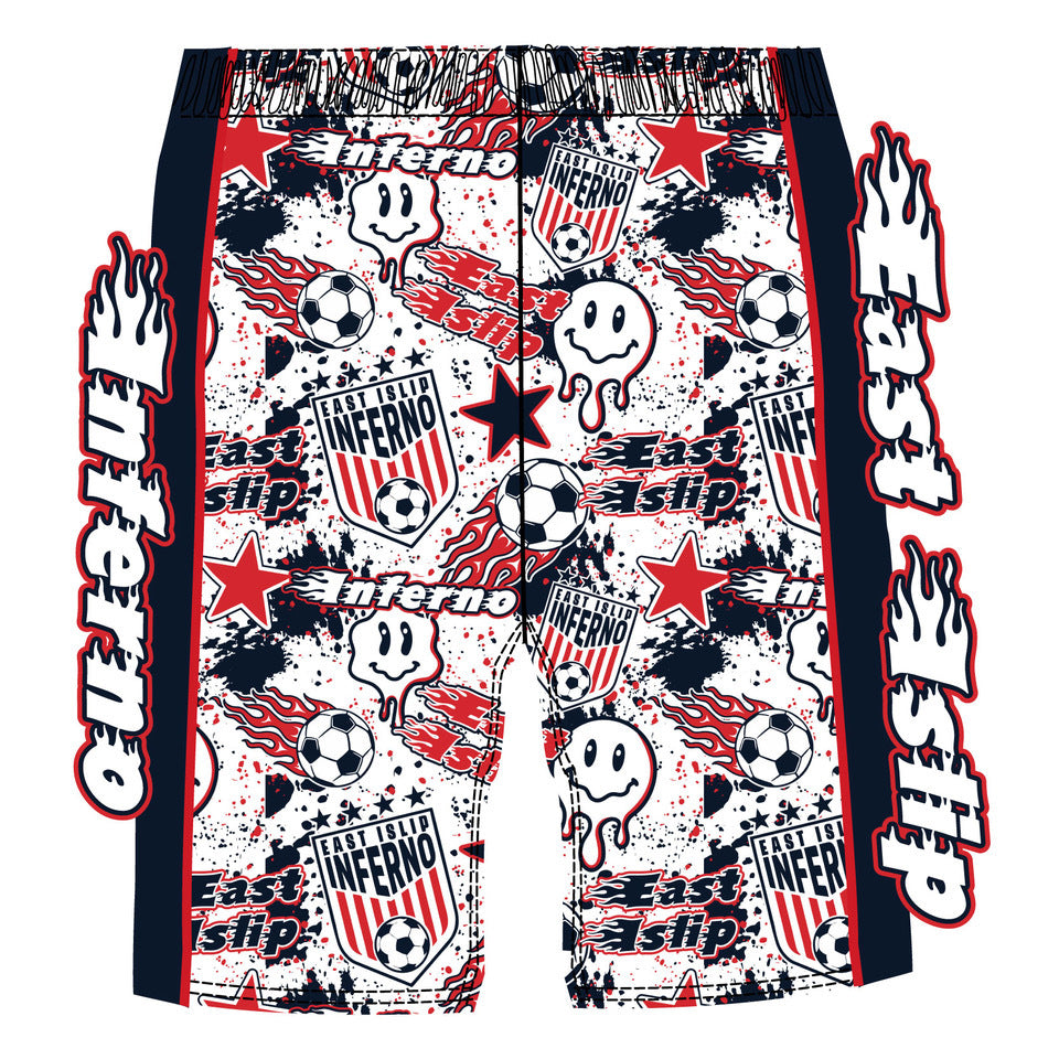 Boys & Men's East Islip Inferno White Soccer Shorts - Breathable Athletic Shorts for Soccer Training & Games - Perfect for Youth & Adult Soccer Players