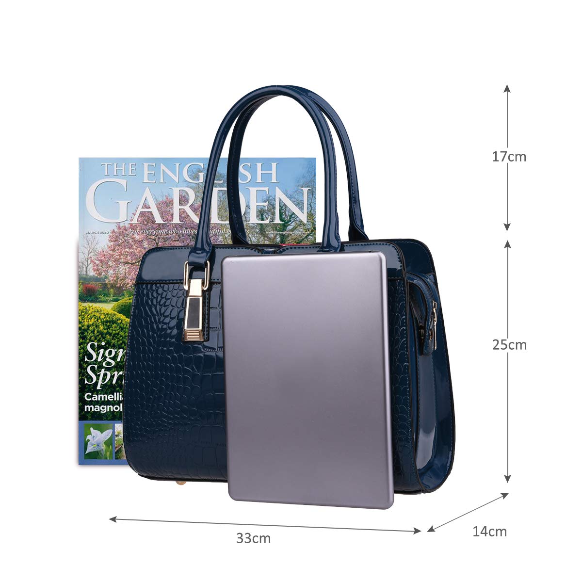 Nicole&Doris Women's PU Leather Shoulder Bag - Stylish Crossbody Messenger Purse with Zipper, Tote Handbag for Daily Use, Work & Travel (Navy Blue)