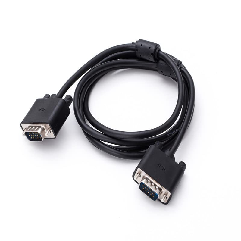Premium Gold-Plated VGA to VGA Cable 1.5M-2M with Ferrite Cores - Male to Male Monitor Cord for Projectors, HDTVs, Displays & Laptops - Ideal for Home Theater, Office Setup & Gaming Stations