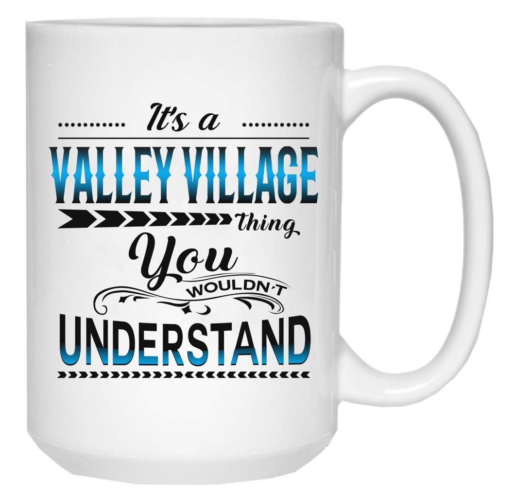 Funny Christmas Coffee Mug 15oz - Valley Village Design with Humorous Saying, Ceramic White Cup for Holiday Gifts, Office Use & Cozy Home Decor