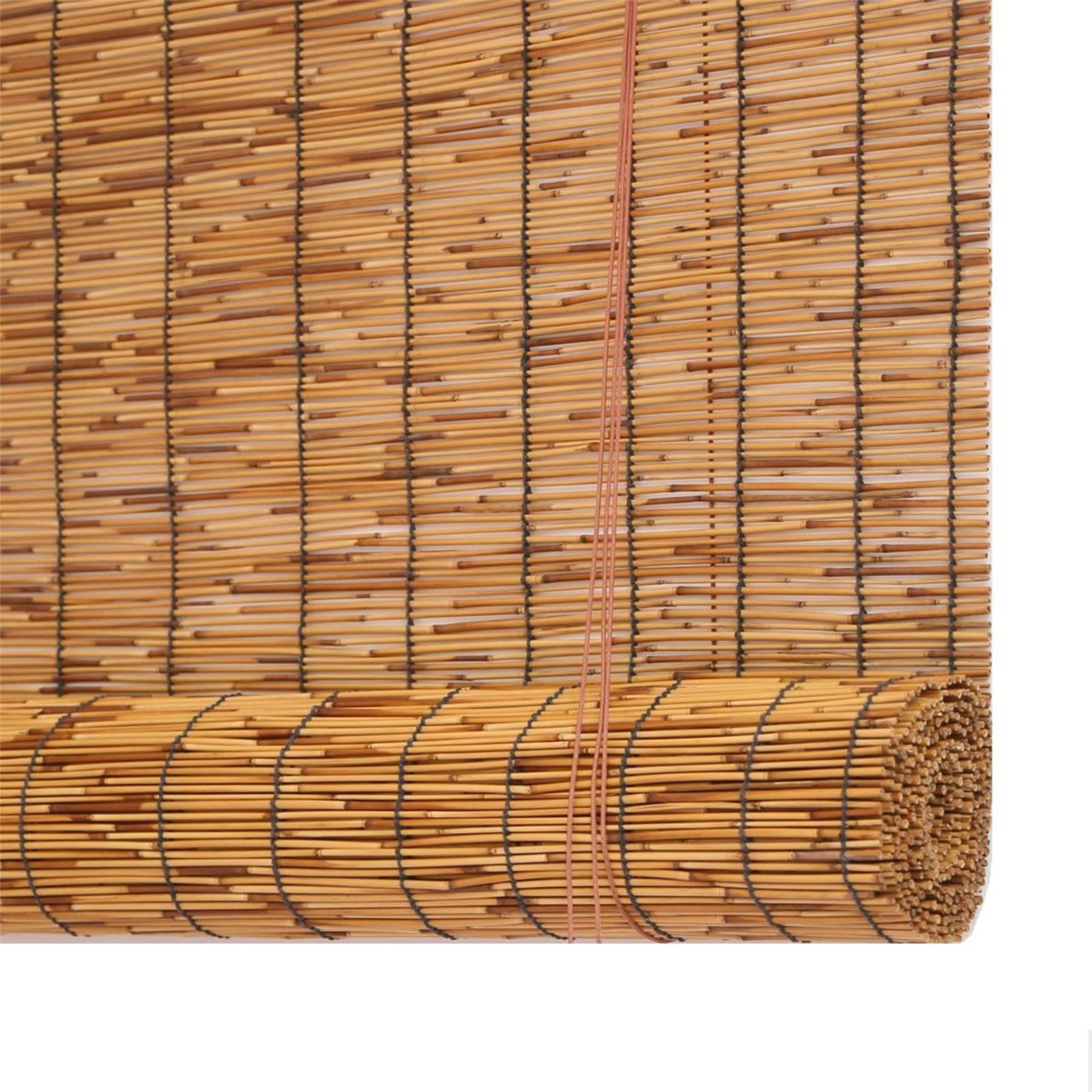 Retro Privacy Indoor Roller Blinds - Natural Bamboo Roll Up Window Shades for Home Decor | Semi-Transparent Reed Curtain for Living Room & Bedroom | Customizable Handwoven Outdoor Dustproof Bamboo Blinds (24x32 Inches) - Perfect for Patio, Balcony & Sunroom Privacy