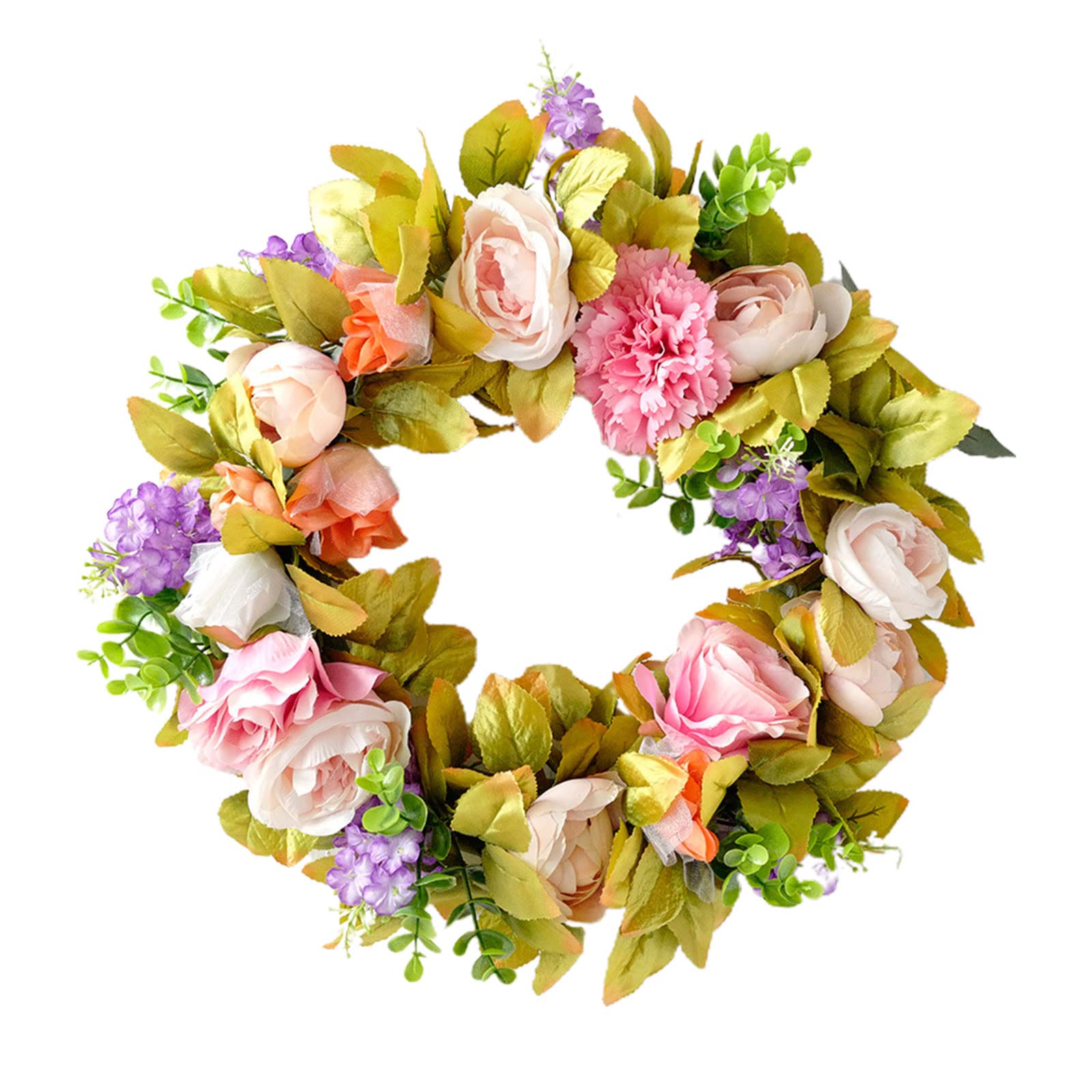 16 Inch Silk Rose and Eucalyptus Wreath for Front Door - Spring Floral Garland for Home Decor, Wedding Party, Welcome Sign - Perfect for Indoor/Outdoor Decorations, Housewarming Gifts, and Seasonal Door Wreaths
