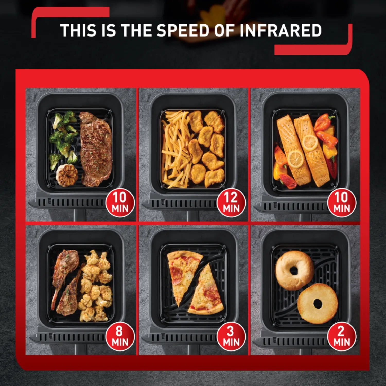 Tefal Easy Fry Vision Far Infrared Air Fryer 6L (EY8218) - Healthy Oil-Free Cooking for Family Meals, Snacks & Quick Dinners