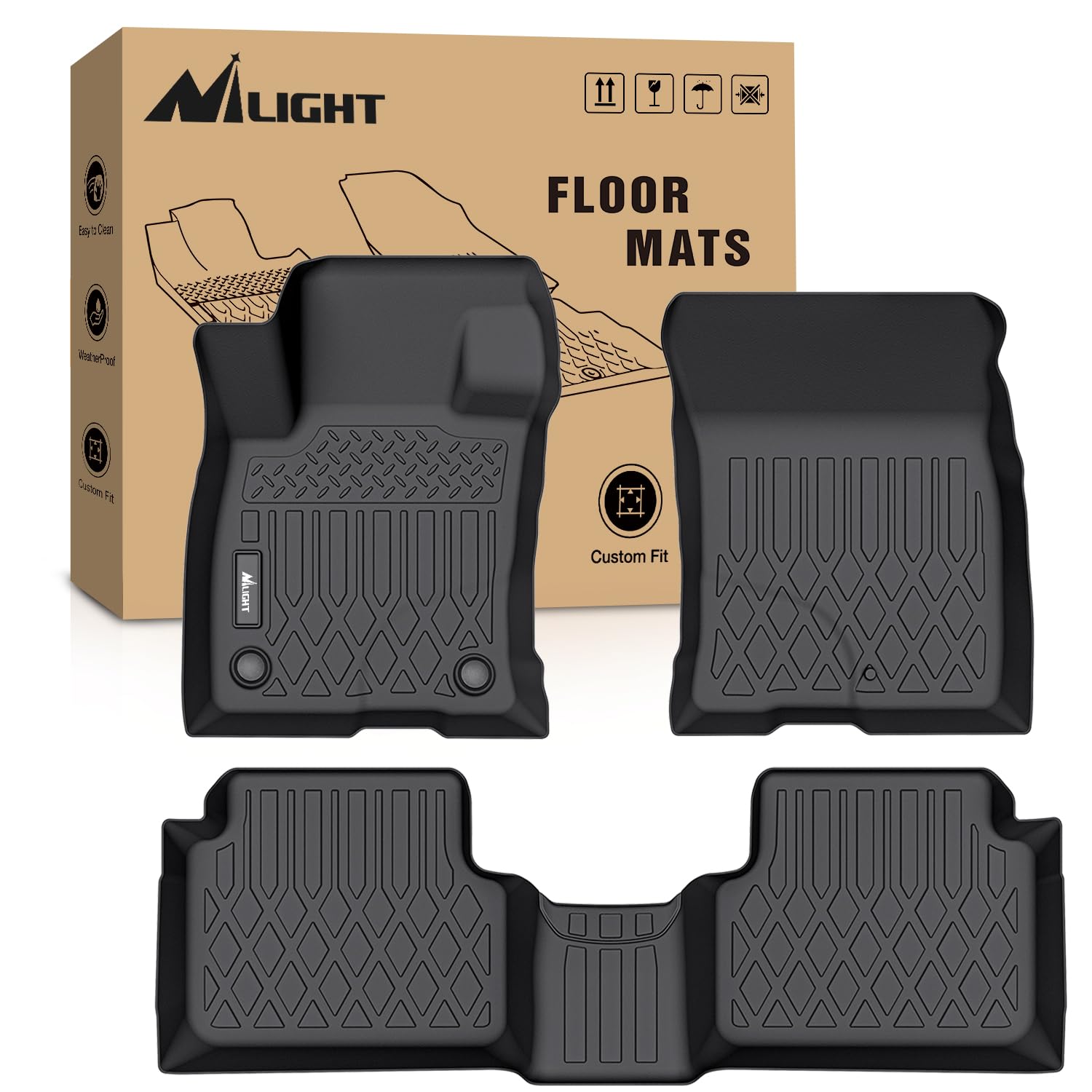 Nilight TPE All-Weather Floor Mats for Ford Bronco Sport 4-Door 2021-2025 | Custom Fit Heavy Duty Floor Liners | Perfect for Off-Roading, Camping & Daily Driving Protection