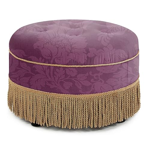 Purple Floral Sateen Jacquard With Gold Trim