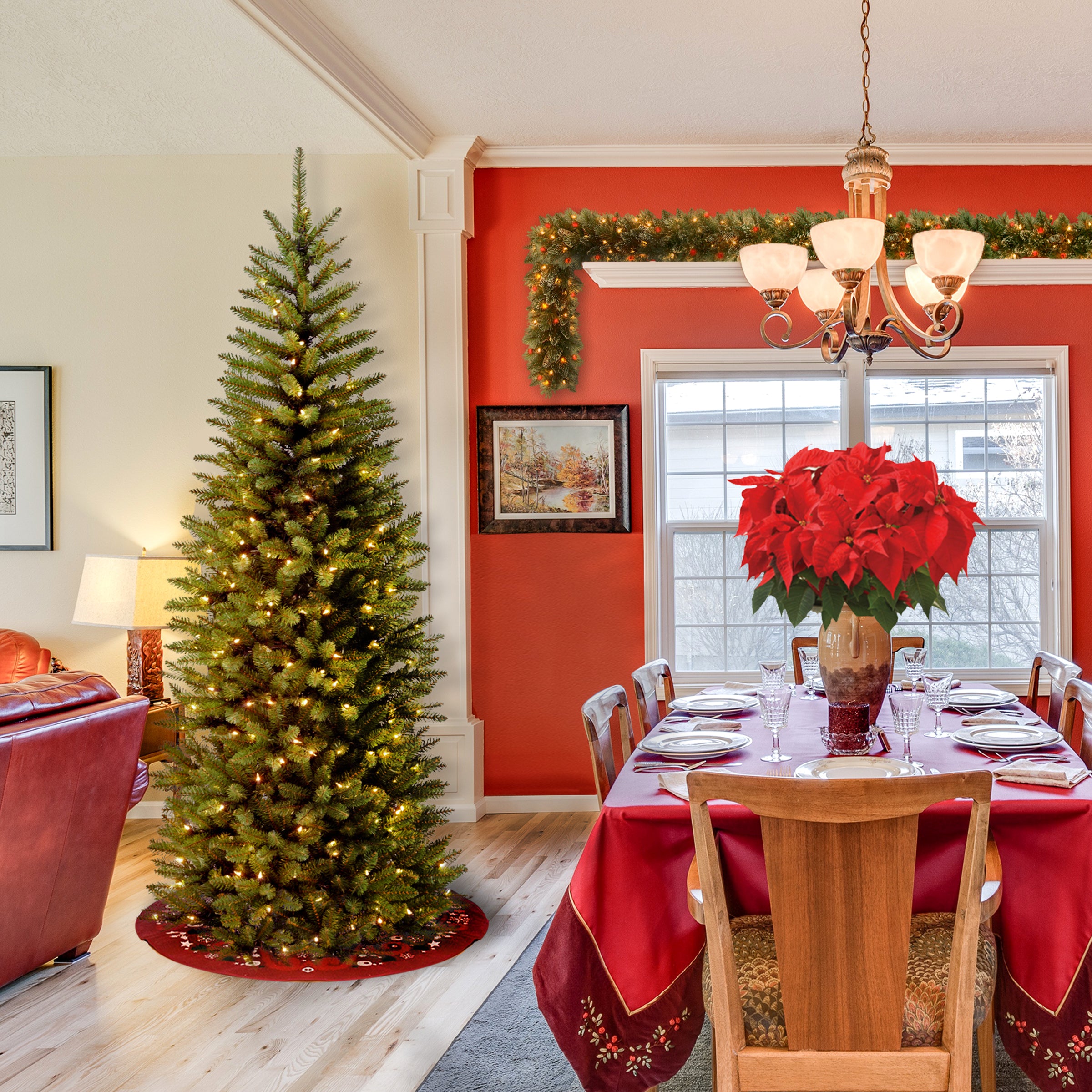 6 ft. Pre-Lit Kingswood Fir Pencil Christmas Tree with Clear Lights - Perfect for Small Spaces, Apartments, and Holiday Decor