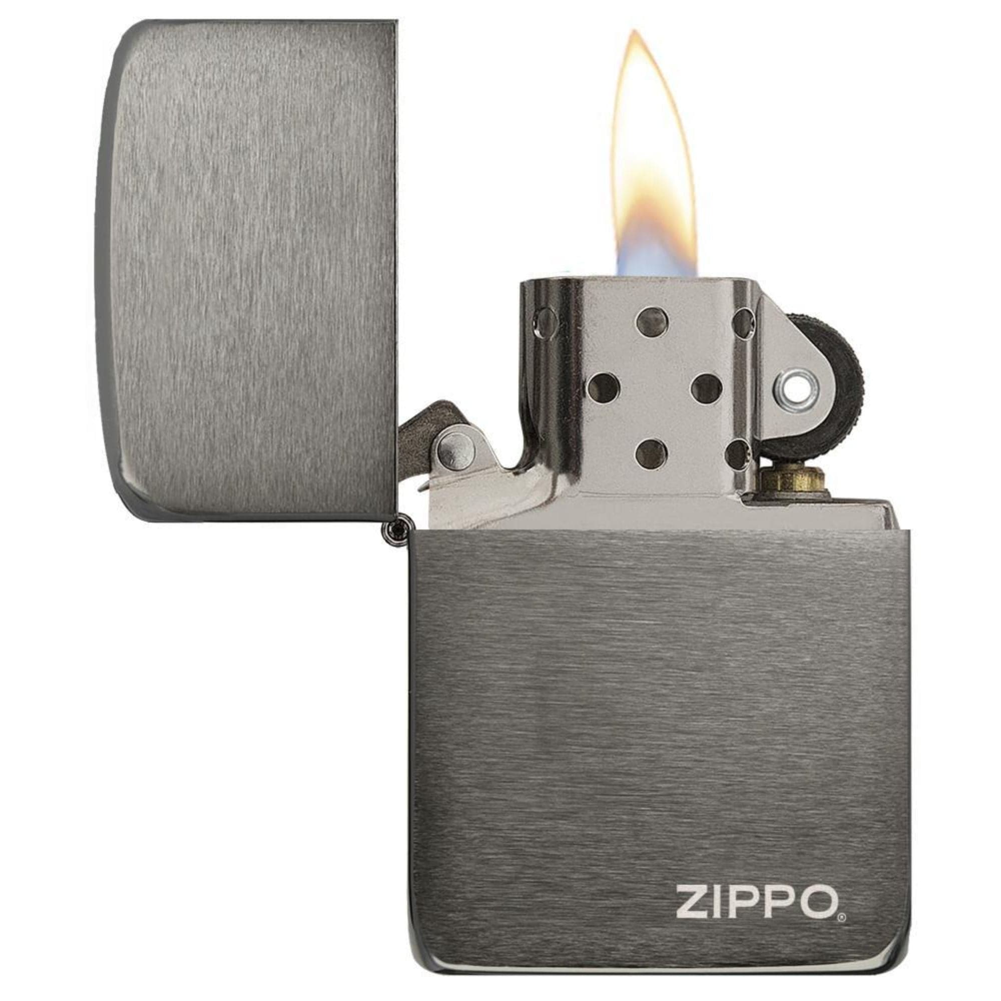 Original Zippo Lighter BLACK ICE 1941 with Logo #24485 - Windproof Refillable Lighter for Outdoor Camping, Hiking & Everyday Carry