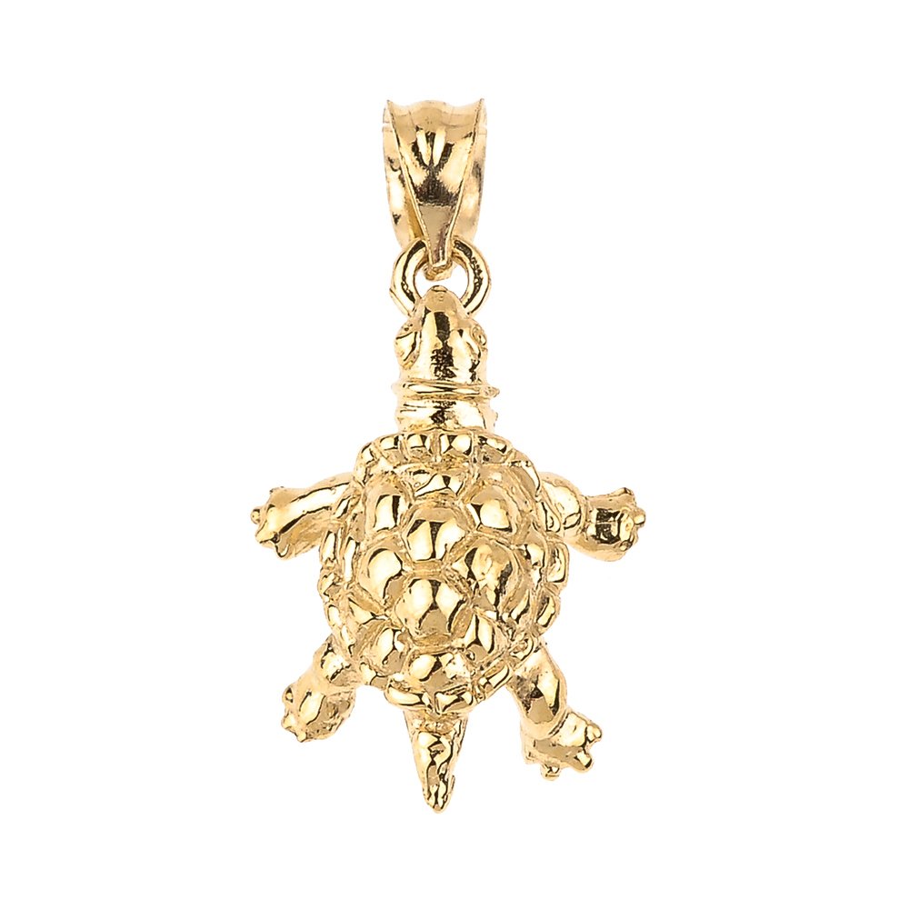 10K Gold Textured Tortoise Charm Pendant Necklace for Women - Elegant Turtle Jewelry Gift for Her - Perfect for Birthday, Anniversary & Everyday Wear