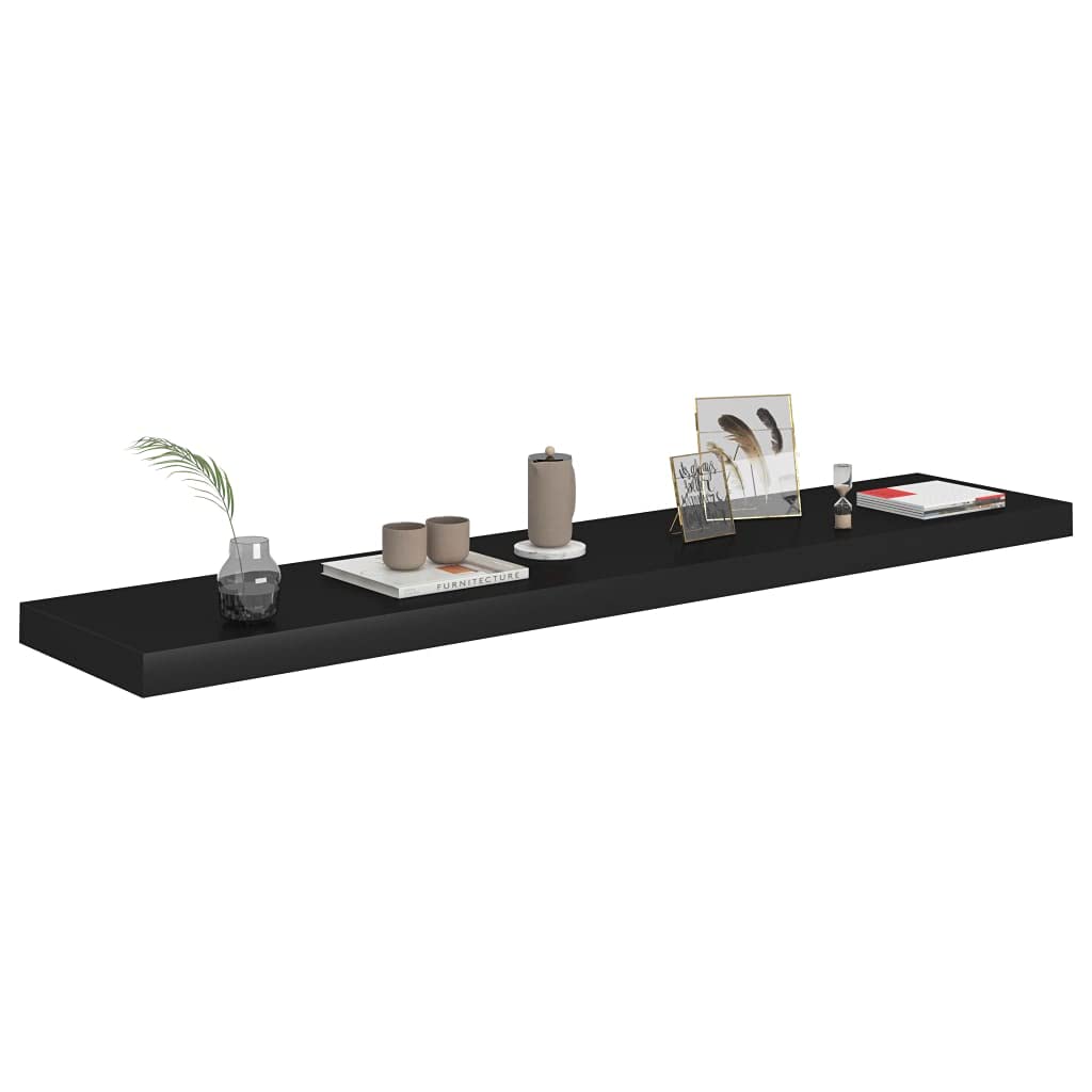 4-Pack Black Floating Wall Shelves - 47.2