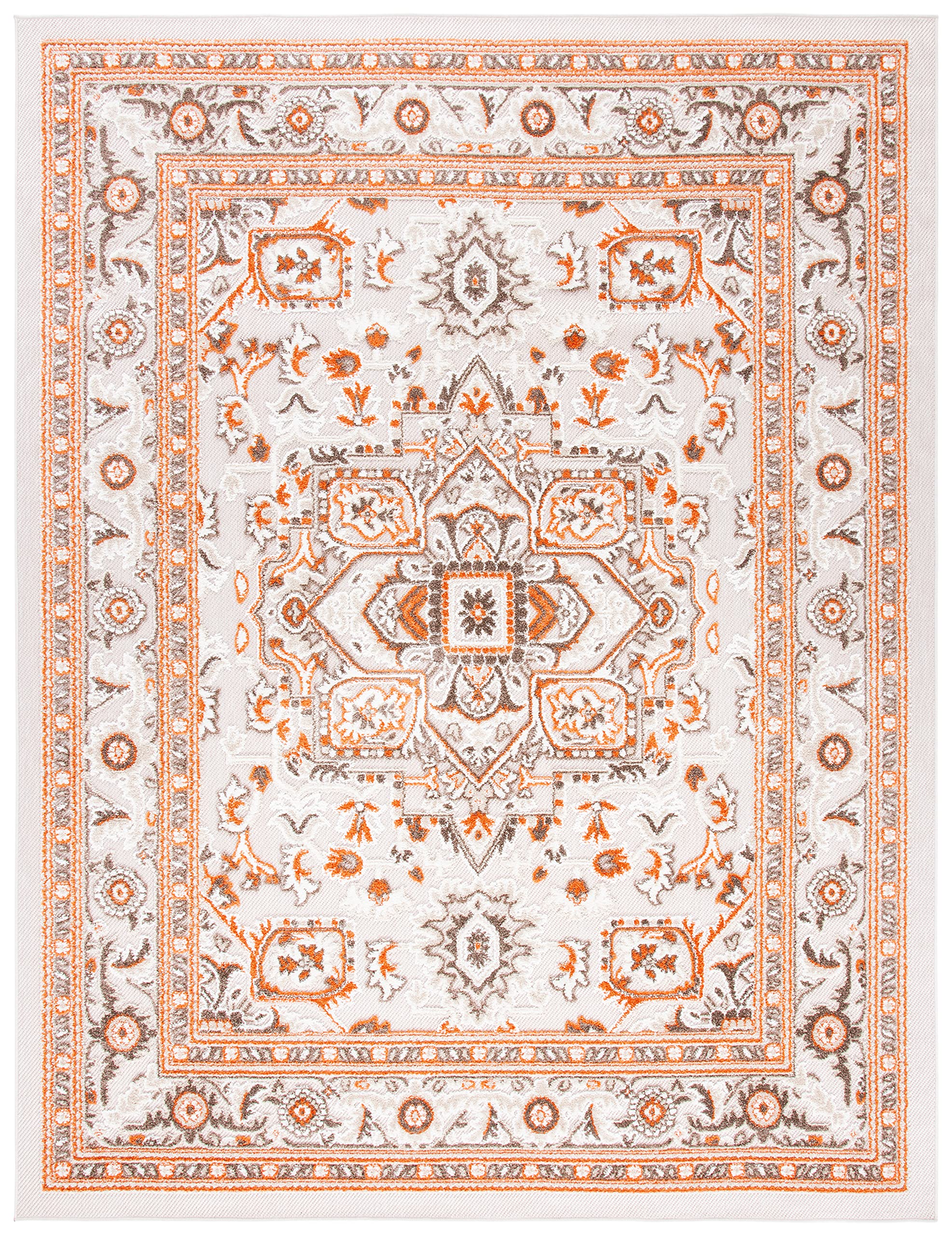SAFAVIEH Cabana Collection 6' x 9' Beige & Orange Non-Shedding Area Rug - Easy to Clean, Stain Resistant, Perfect for High Traffic Living Room, Bedroom & Dining Room - Soft & Durable for Home Decor (CBN680B)