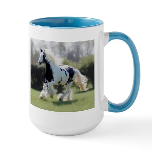 White/Blue Inside - Gypsy Horse Mare Large Mug