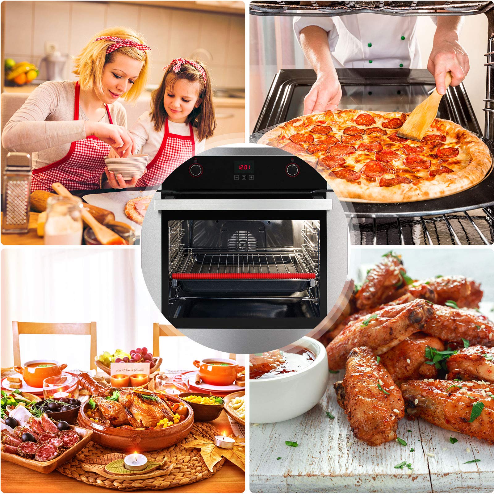 8 Pack Silicone Oven Rack Shields - 14 Inch Heat Resistant Rack Edge Covers, Burn Protection Guards for Kitchen Stoves & Ovens - Perfect for Baking, Roasting & Grilling Safety
