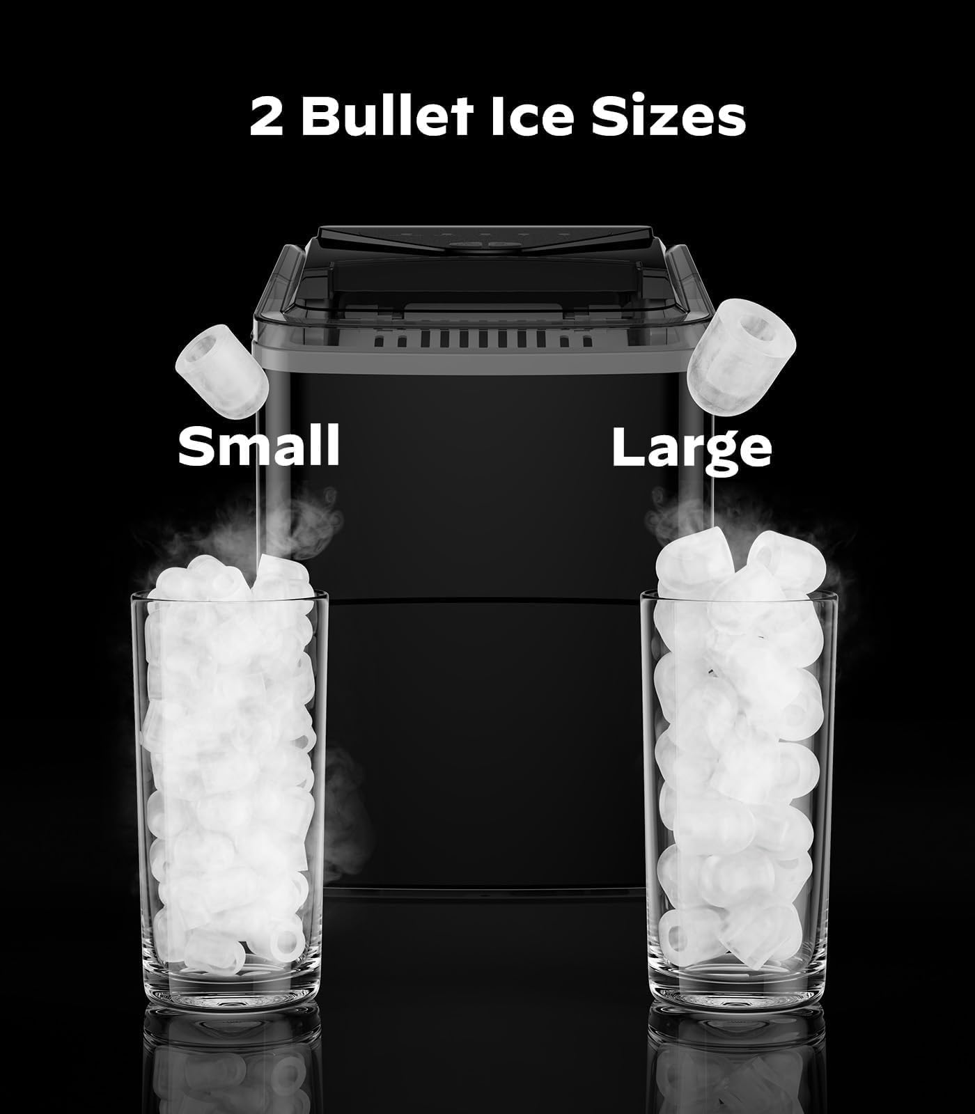 Silonn Smart Countertop Ice Maker - 9 Bullet Ice Cubes in 6 Minutes, 26 lbs Daily Output, Compact Wi-Fi Enabled Ice Machine with 2 Cube Sizes & Self-Cleaning Function - Perfect for Kitchen, Home Bar, Office, RV & Outdoor Entertaining