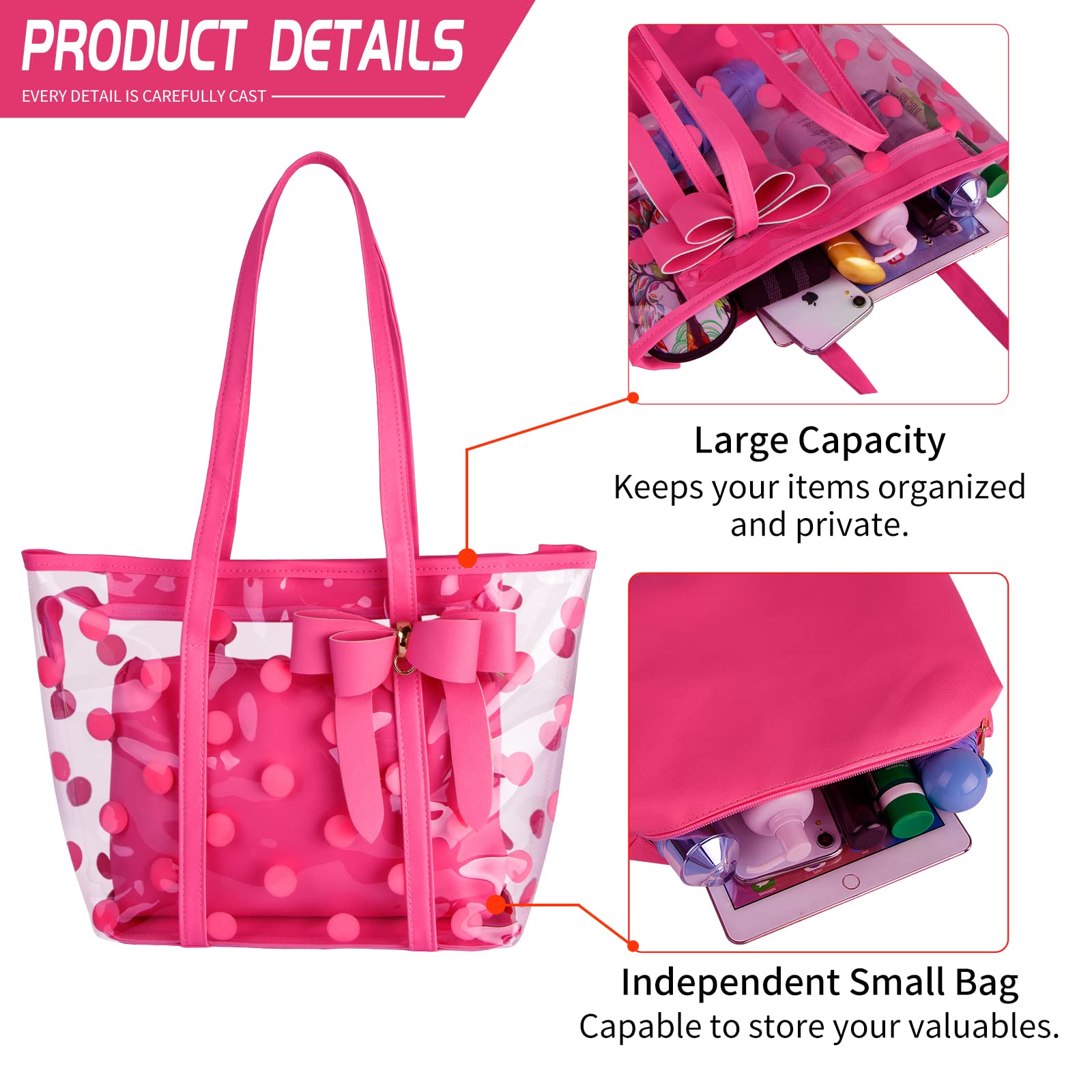 Waterproof PVC Clear Tote Bag for Women - Lightweight Shoulder Handbag, Beach Bag, Shopping & Work Tote - Perfect for Pool, Gym, Travel & Daily Use