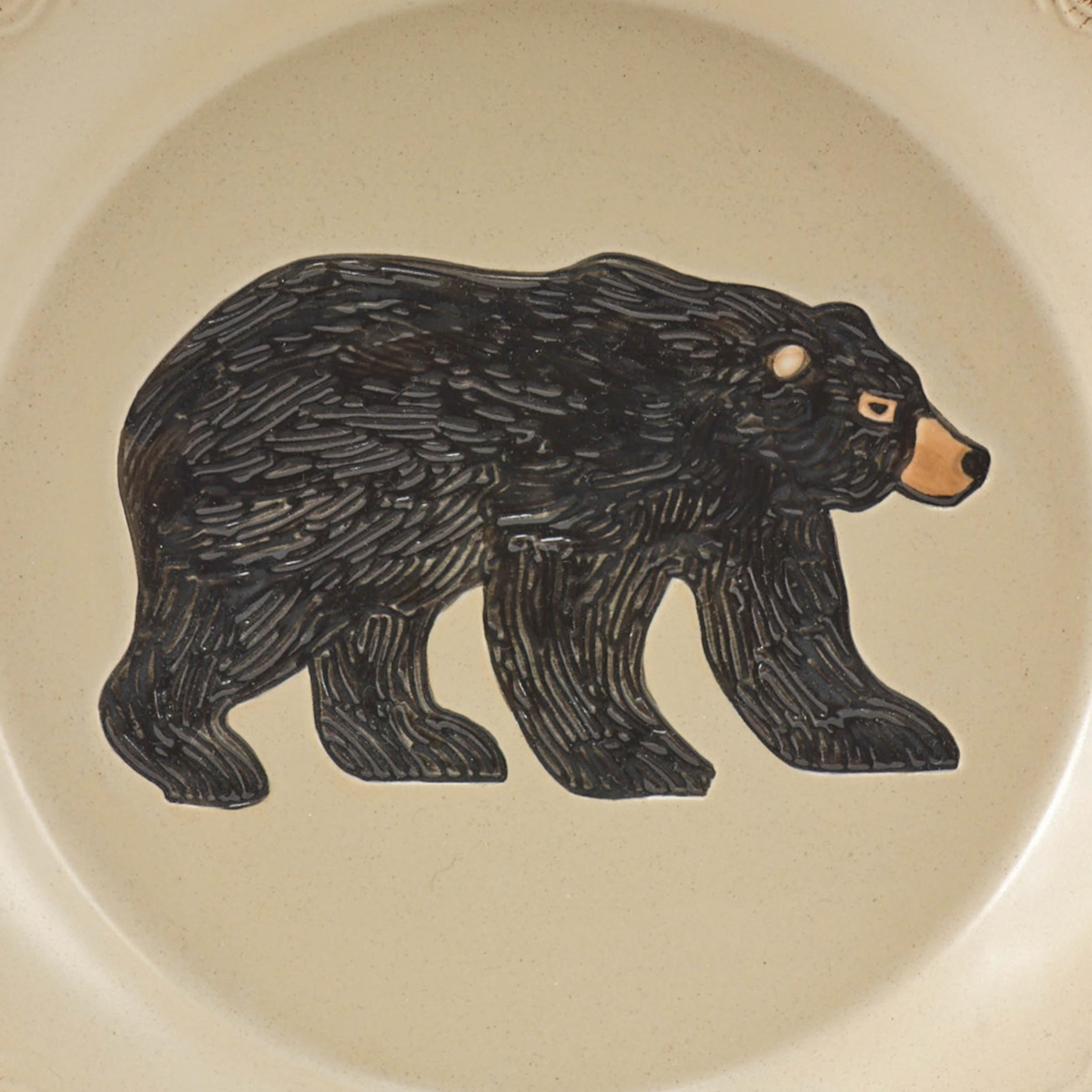 Rustic Retreat Bear Salad Plates Set of 4 - Handcrafted Ceramic Dinnerware for Cabin, Lodge & Farmhouse Decor - Perfect for Family Gatherings, Holiday Meals & Rustic Table Settings
