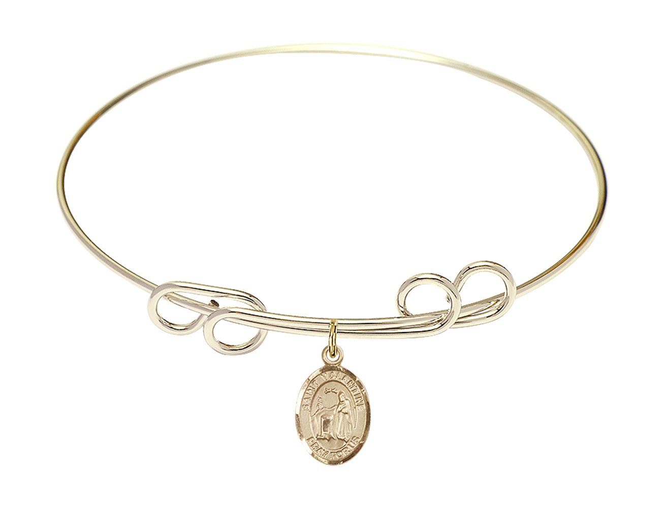F A Dumont 8 Inch Round Double Loop Bangle Bracelet with St. Valentine of Rome Charm - Elegant Jewelry for Women, Perfect Gift for Valentine's Day, Anniversary & Special Occasions