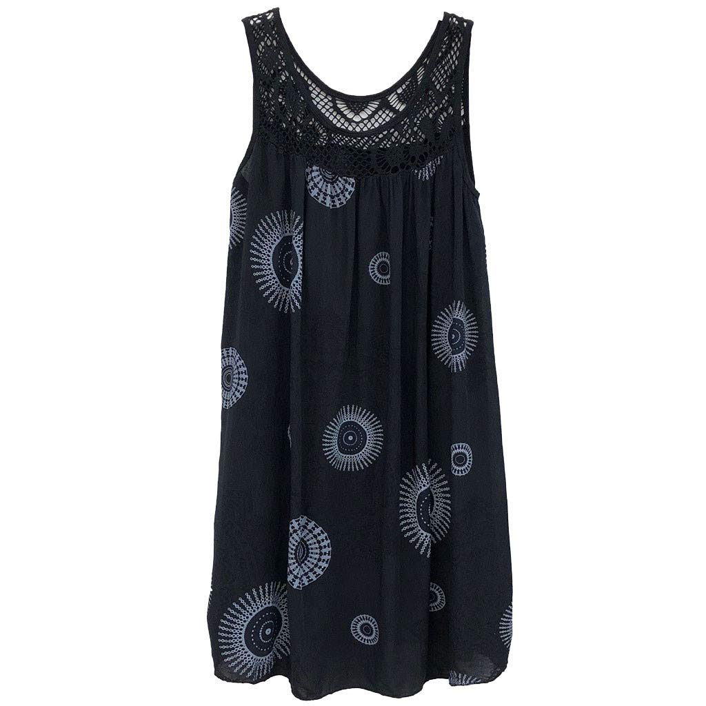 Boho Tank Dress for Women Plus Size - Lace Sleeveless Summer Mini Dress - Casual Loose Fit Beach Dress for Vacation, Party & Everyday Wear