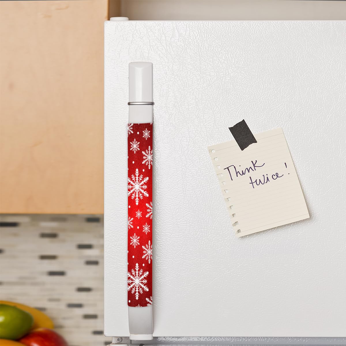 Christmas Snowflake Fridge Handle Covers - Set of 2, Washable for Kitchen & Microwave Decor