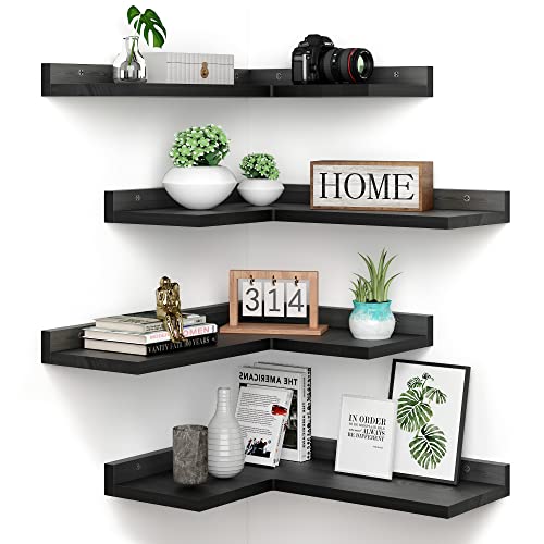 Black Floating Corner Shelves