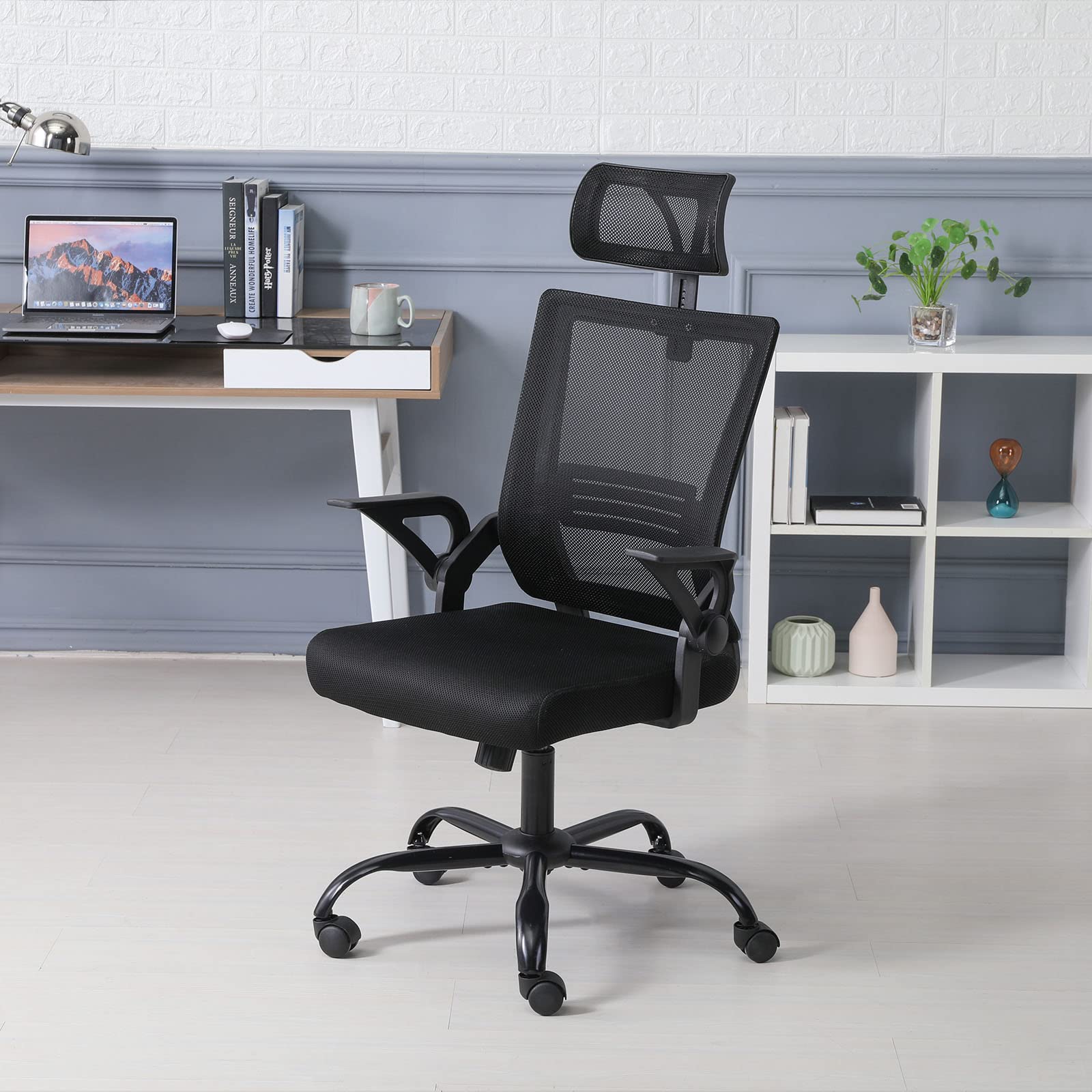 Ergonomic Mesh Executive Office Chair with Lumbar Support - Adjustable Armrests & Height - Black Computer Desk Chair for Home Office, Conference Room & Gaming - Comfortable Work Chair for Long Hours Sitting