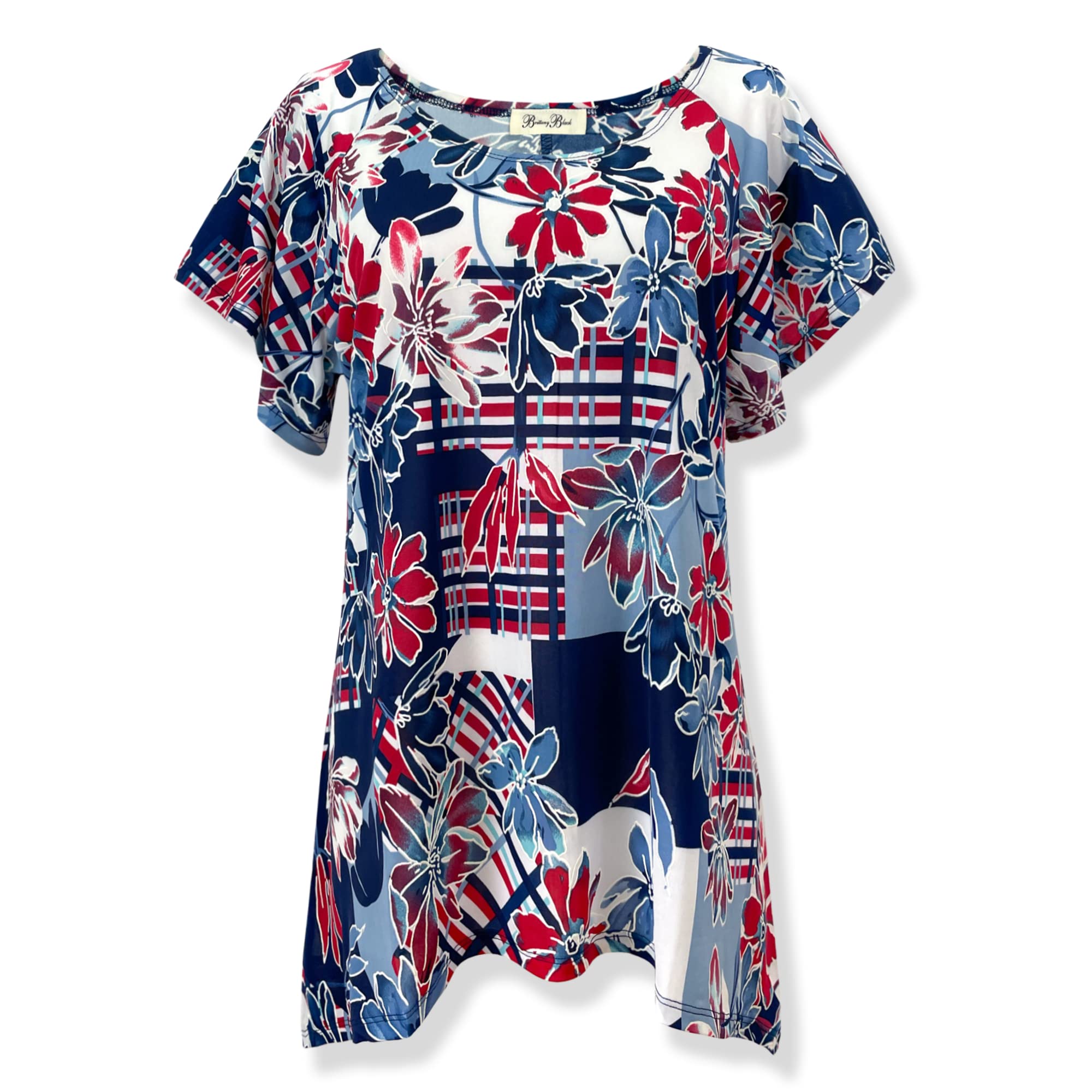 Black Flutter Sleeve Floral Tunic Top for Women - Summer Outfits