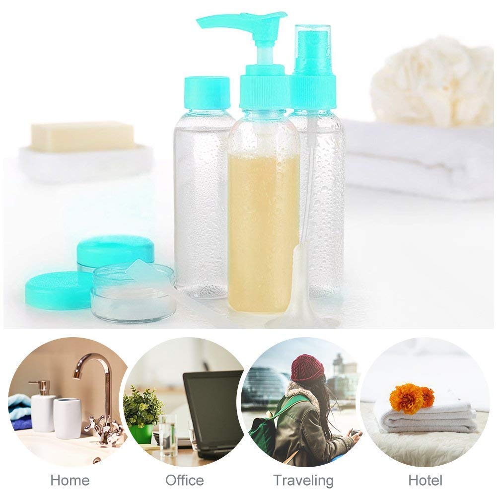 7-Piece Portable Travel Cosmetic Bottle Set - Leakproof Shampoo & Toiletries Containers with Spray Bottles for Toiletries, Liquids & Cosmetics | Perfect for Air Travel, Gym & Vacation Packing