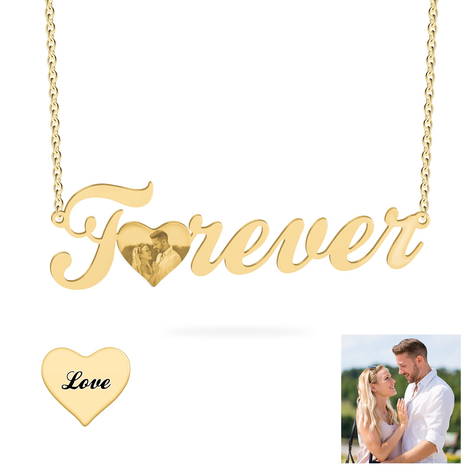 BAUMA AUTO Personalized Couples Necklace - Engraved Friendship Jewelry for Her, Him, Women, Men, Best Friend - Perfect for Anniversaries, Valentine's Day, and Romantic Gifts