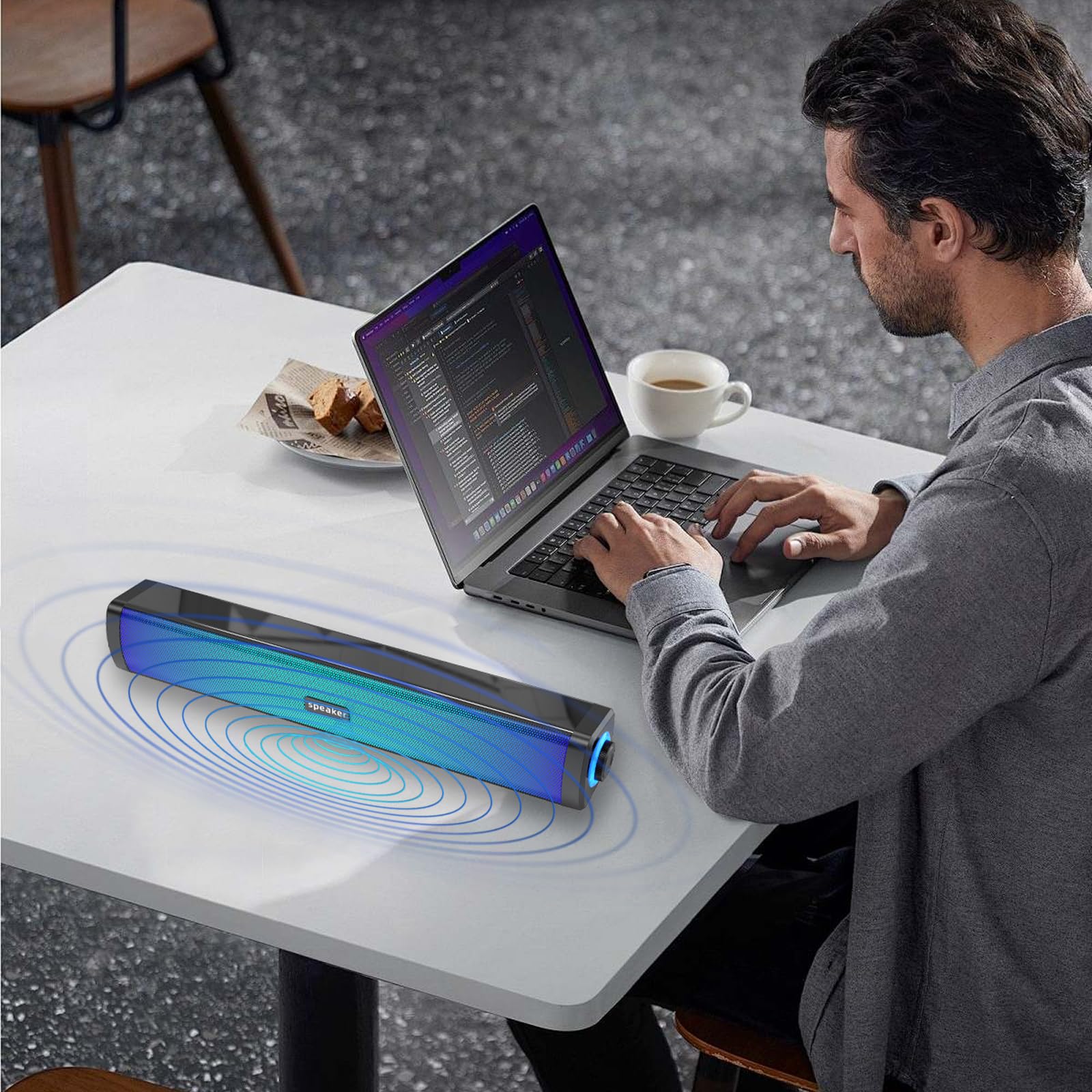 Wireless Bluetooth Computer Speakers with Touch Control & RGB Lighting - USB Powered PC Gaming Speakers for Desktop, Laptop, Tablet - Perfect for Gaming, Music, Movies & Home Office Setup