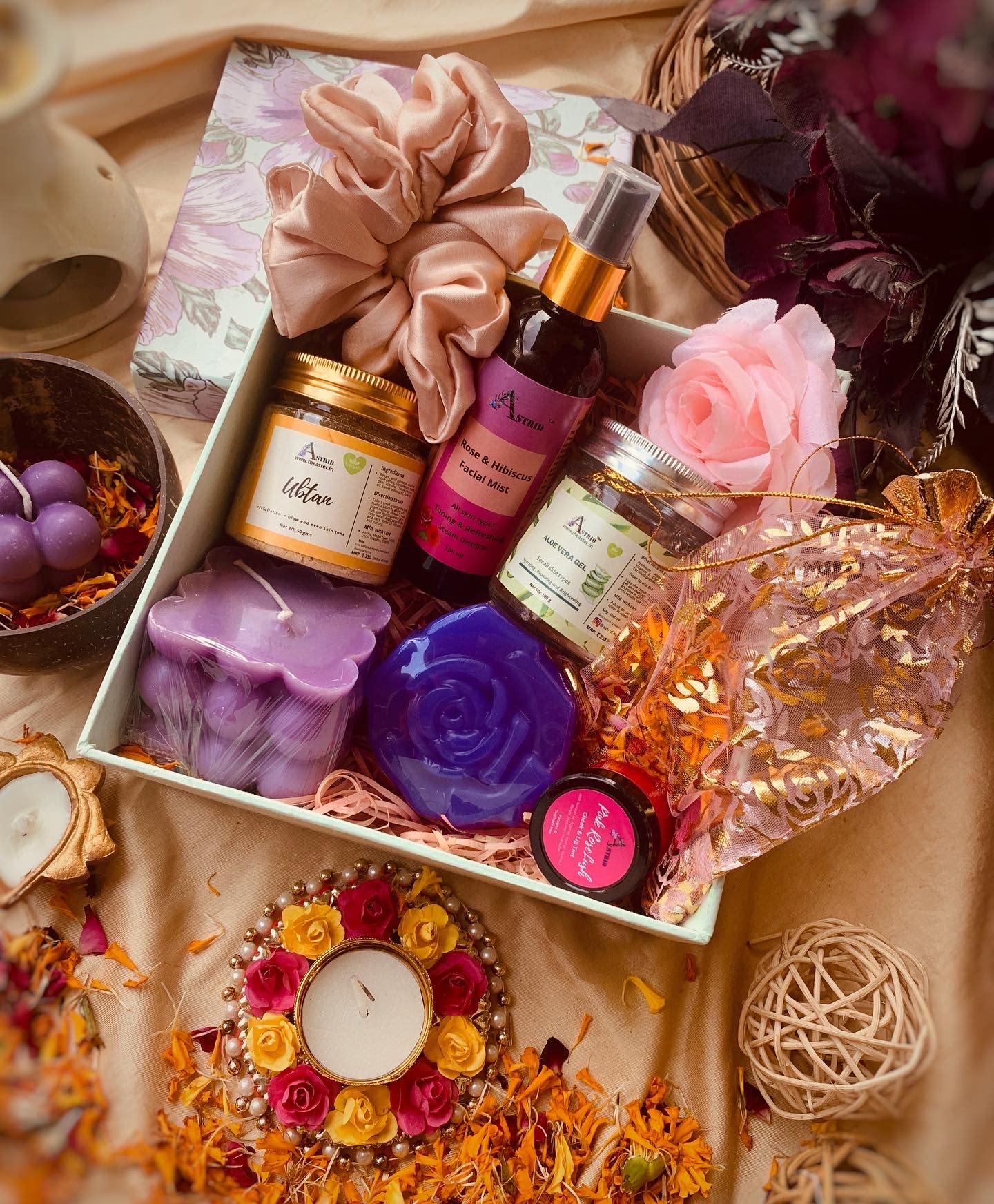 Astrid Relaxation Skincare Gift Kit - 8-Piece Daily Essentials Set for Her & Him, Paraben & Sulphate Free | Perfect for Diwali Gifting, Self-Care Routine & Spa Day at Home