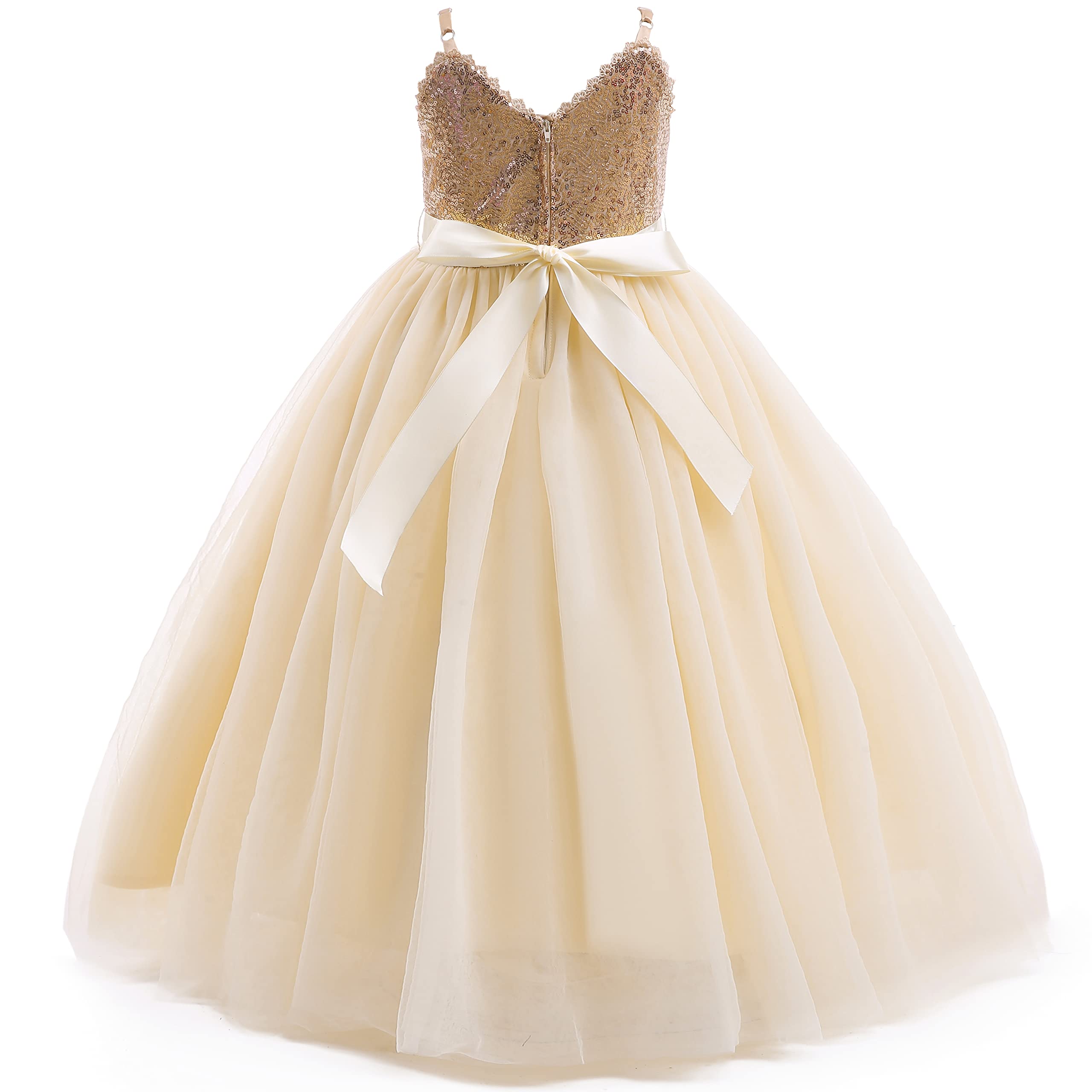 Sparkly Flower Girl Tulle Dress for Weddings, Bridesmaid Pageant & Princess Birthday Party - Elegant Girls' Formal Gown for Special Occasions