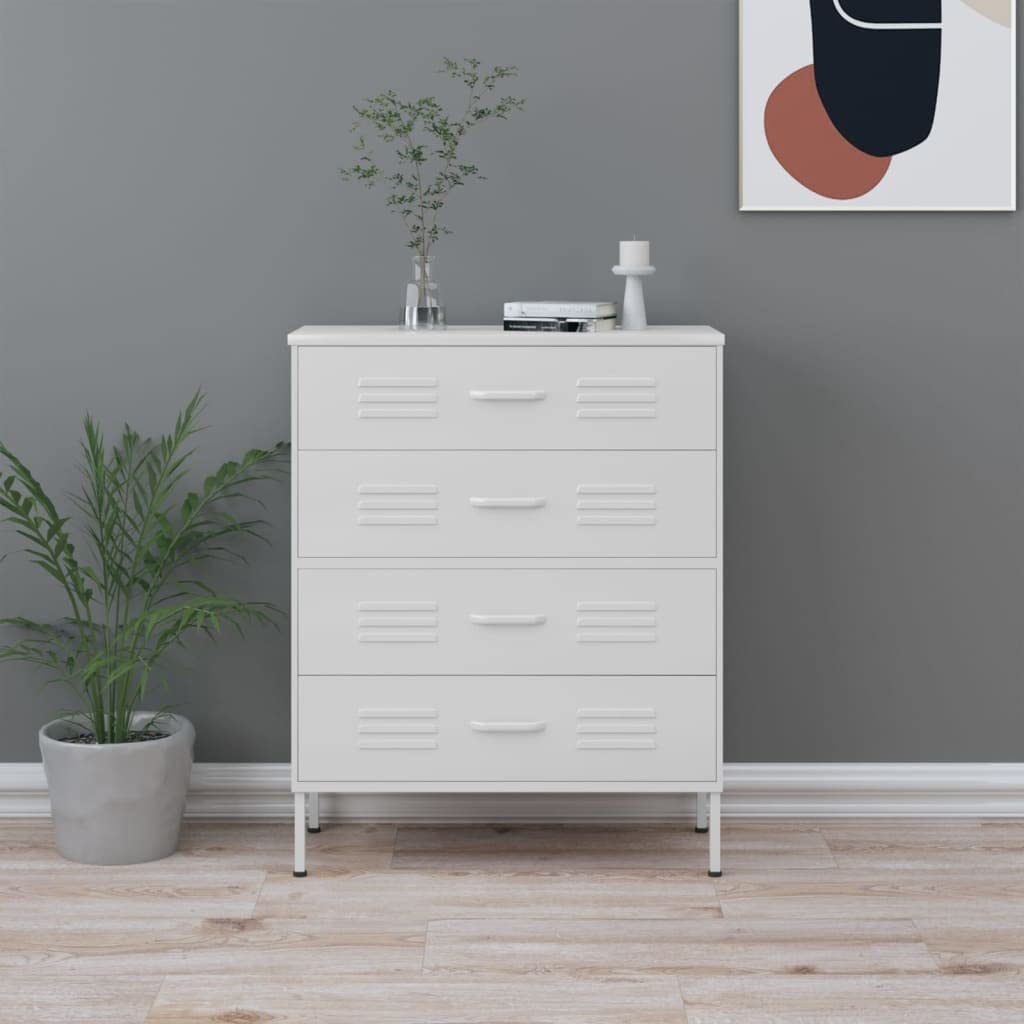 SKM 5-Drawer Chest of Drawers, White Steel Dresser 31.5