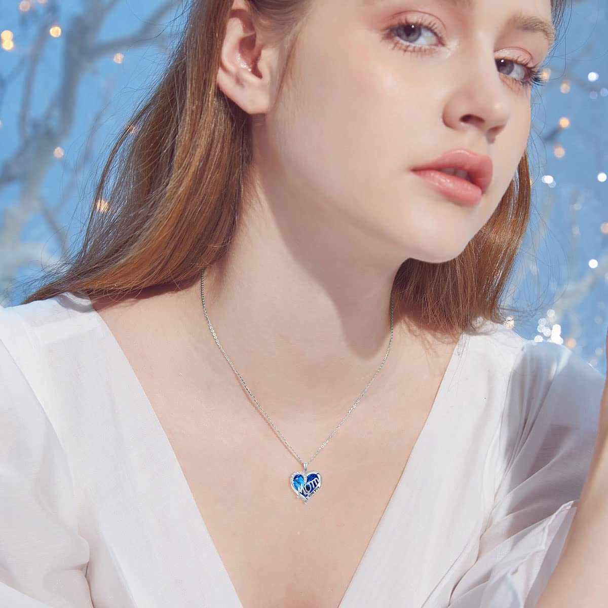 TOUPOP Sterling Silver Heart Crystal Necklace - I Love You Mom Jewelry, Perfect Birthday/Valentine's/Mother's Day Gift for Mama, Grandma & Women | Elegant Everyday Wear & Special Occasion Present