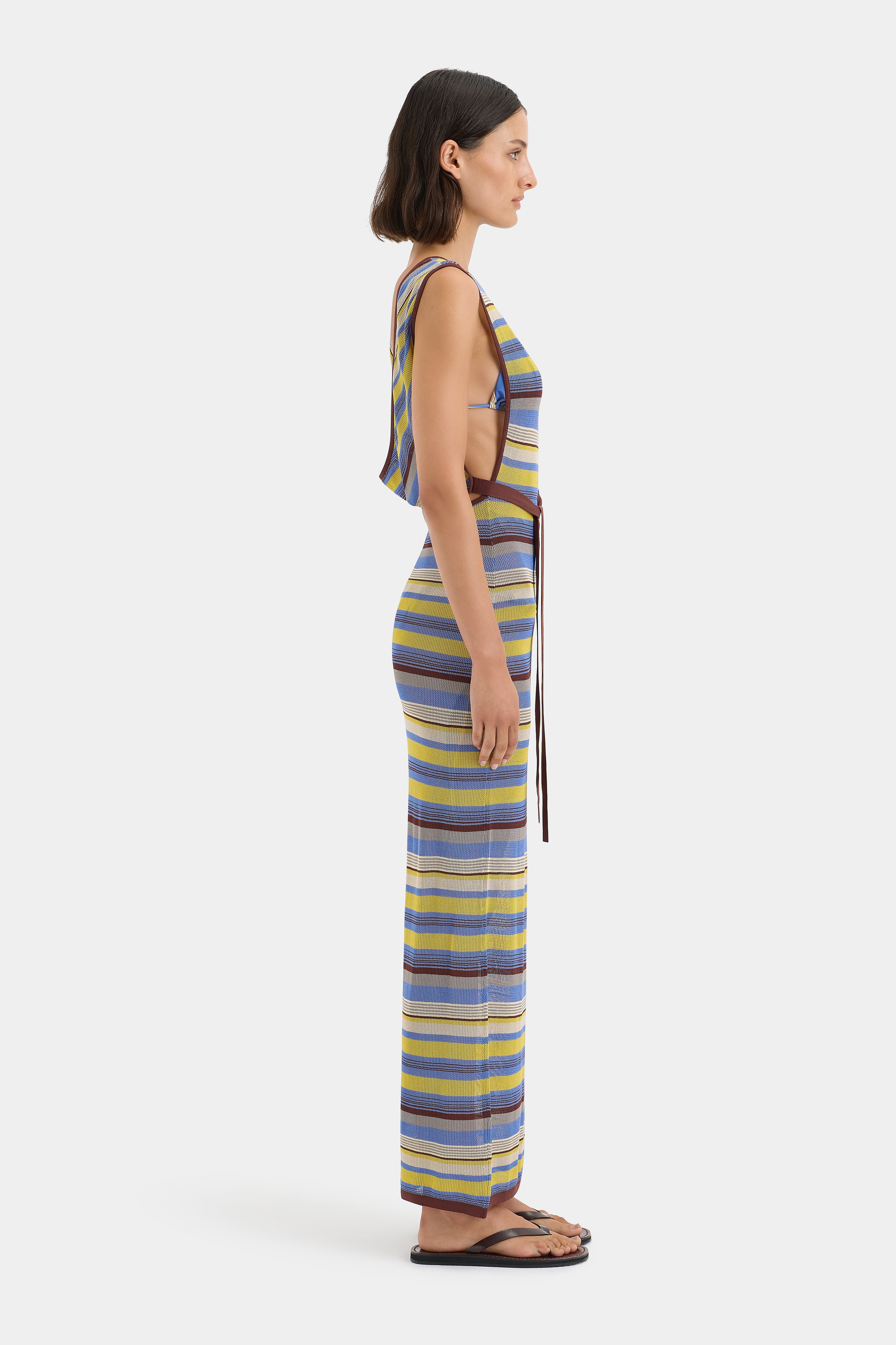 Elegant Coastline Tie-Waist Dress for Women - Flowy Summer Midi Dress with Adjustable Belt - Perfect for Beach Vacations, Date Nights & Office Wear