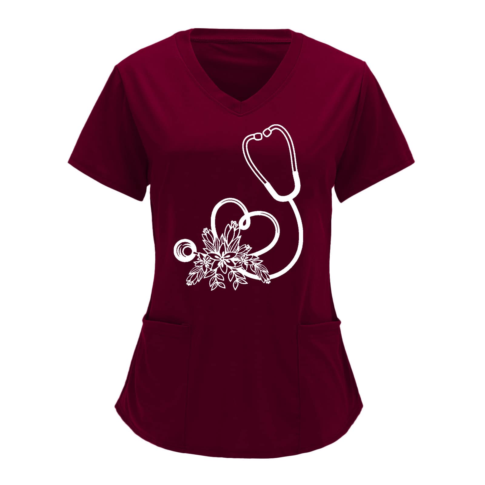 Women's V-Neck Solid Color Overalls with Partial Print - Casual Short Sleeve Jumpsuit for Running, Workout & Everyday Wear