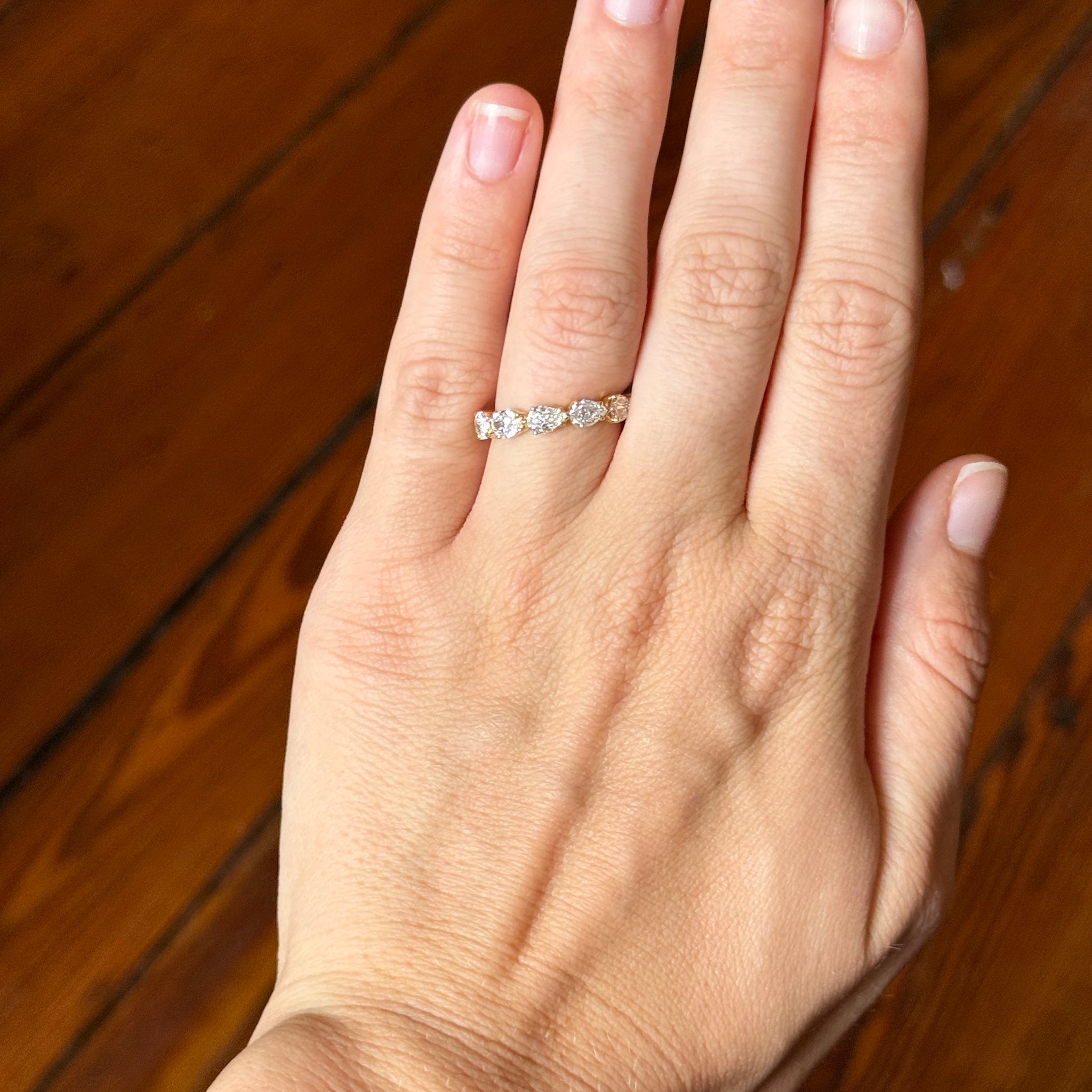 1.30ctw L’Amour Crisscut Pear Diamond 7 Stone Band Ring - Elegant Wedding, Engagement & Anniversary Jewelry for Women - Perfect for Special Occasions & Everyday Luxury
