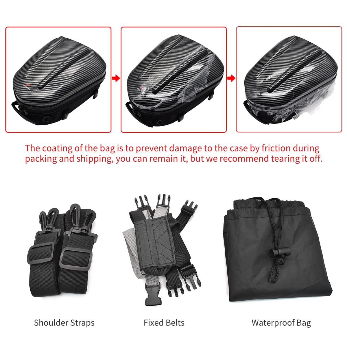 WOSAWE Waterproof Hard Shell Motorcycle Tail Bag - Durable Rear Rack Seat Luggage for Work Commutes & Adventure Riding | Perfect for Daily Use & Long Distance Travel