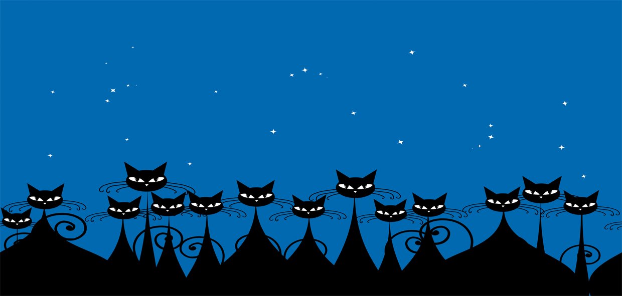 Ambesonne Ceramic Pencil Holder with Black Cats & Starry Sky Design - Blue Black White Office Desk Organizer for Pens, Markers & Stationery - Perfect for Home Office, School & Gift Giving