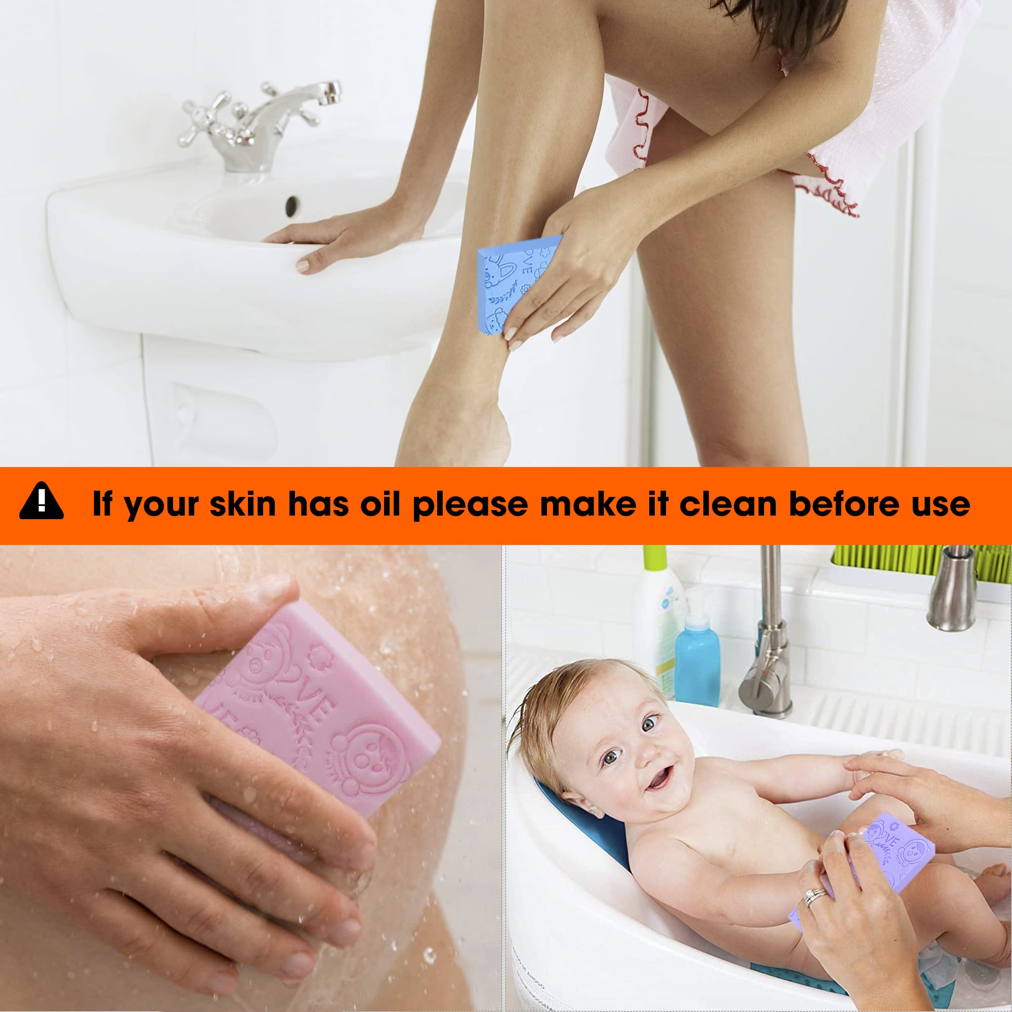 Nado Care Exfoliating Bath Sponge for Adults & Babies - 2 Pack Body Scrubber with Gentle Exfoliation for Smooth Skin - Perfect for Shower, Spa & Pregnancy Care - Random Colors