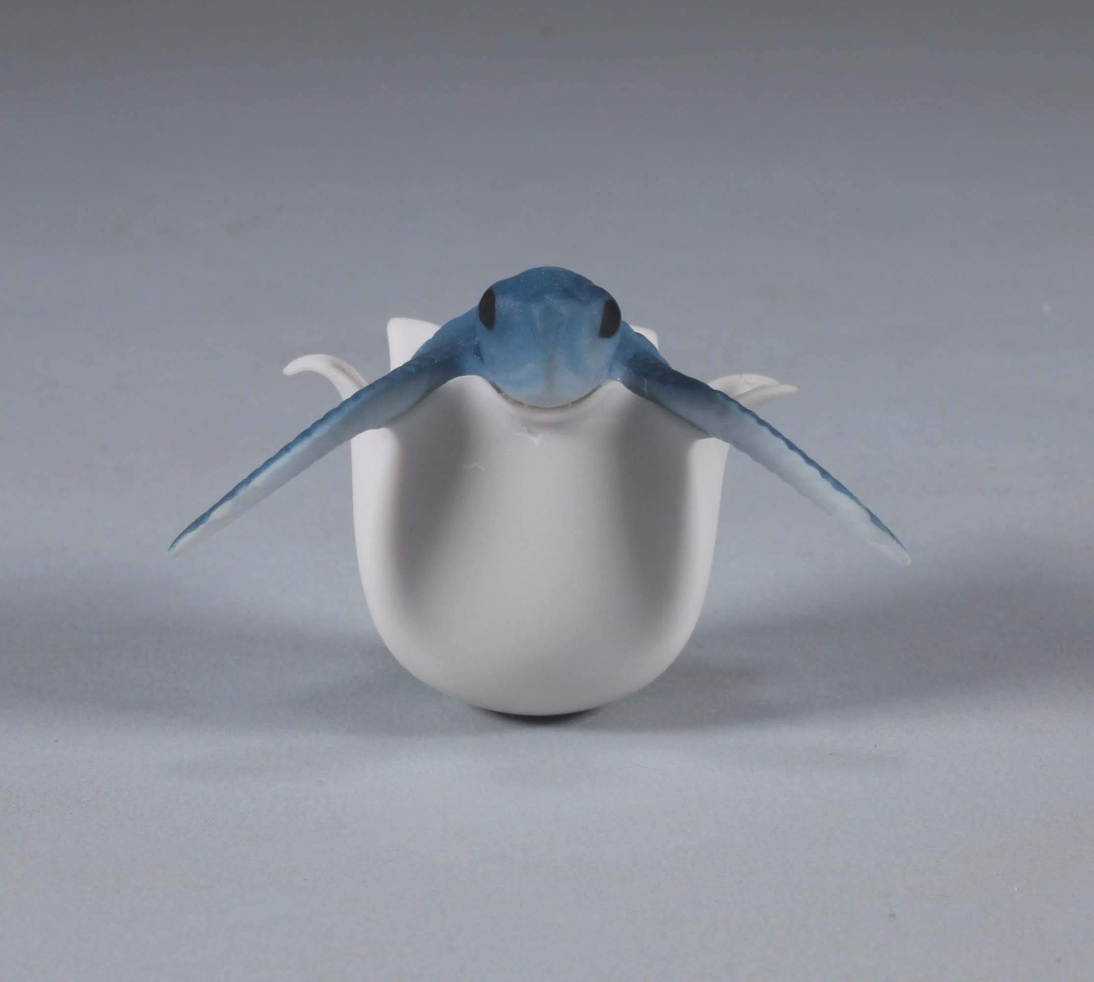 John Perry's Blue Mobile Rocking Sculpture - Tipsy Turtle Hatching from Egg | Unique Home Decor & Garden Art | Perfect for Living Room, Office Desk & Outdoor Spaces